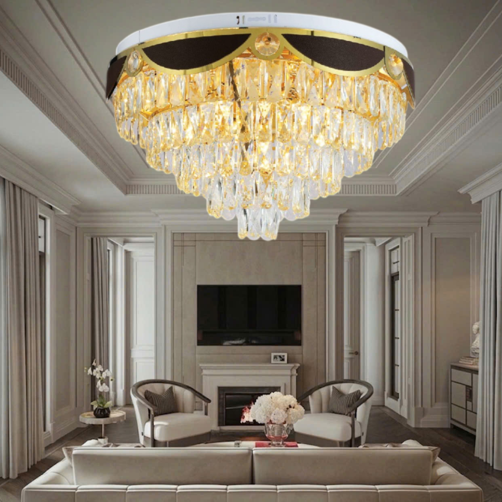 ĐÈN ỐP TRẦN PHA LÊ (PHI 600mm x H350mm) MO-1195