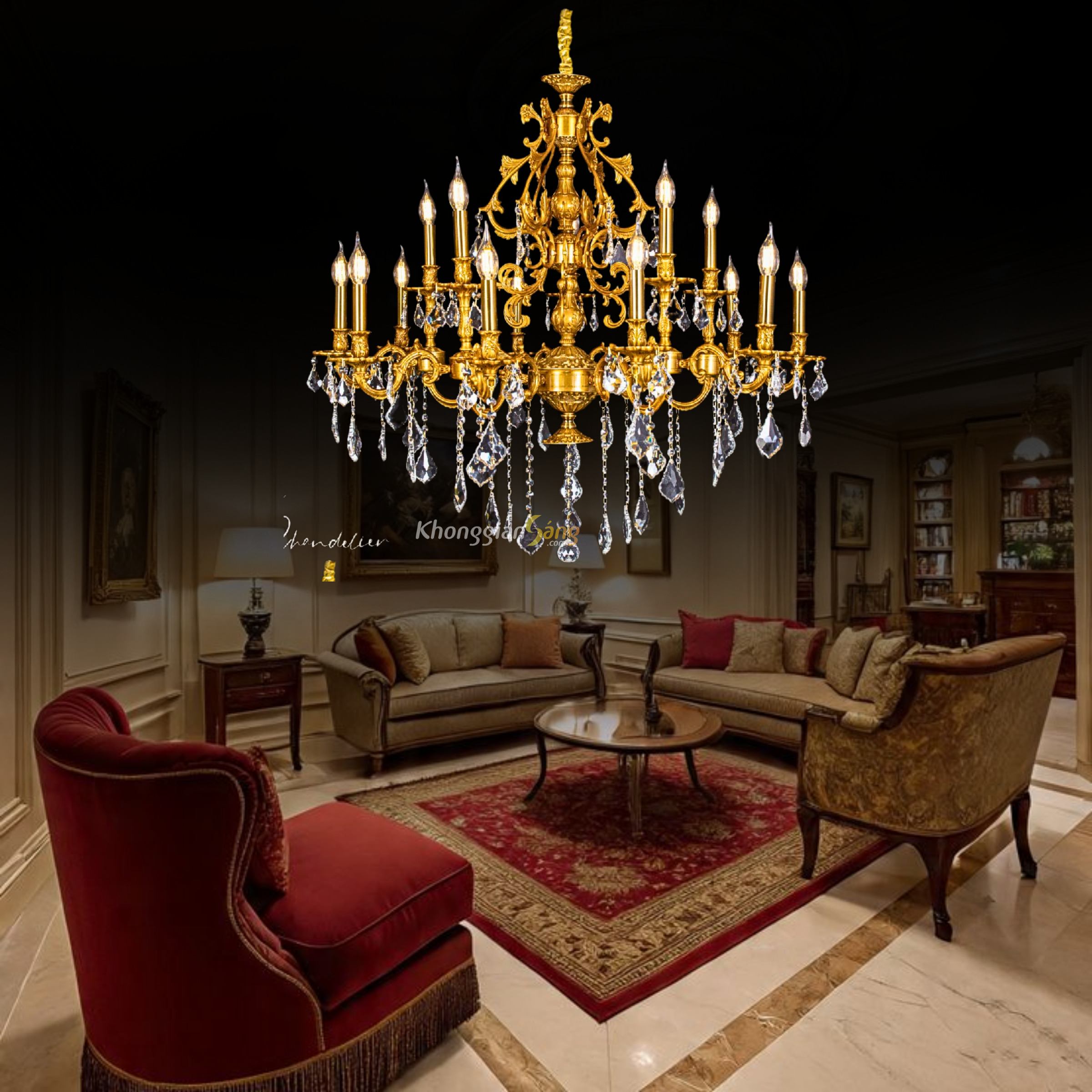 ĐÈN CHÙM NẾN (D900mm x H1300mm) CNQT-352