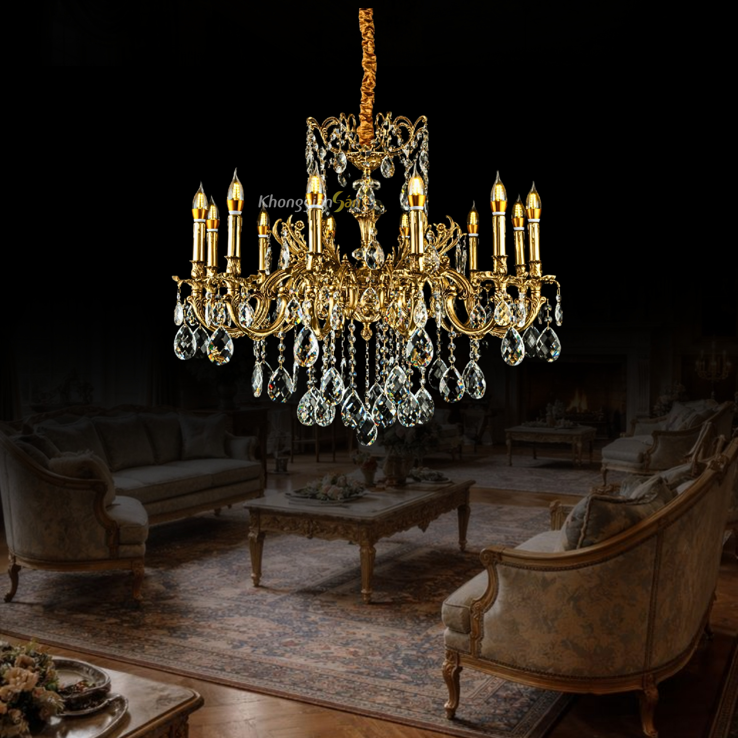 ĐÈN CHÙM ĐỒNG (D850mm x H720mm) CNQT-397