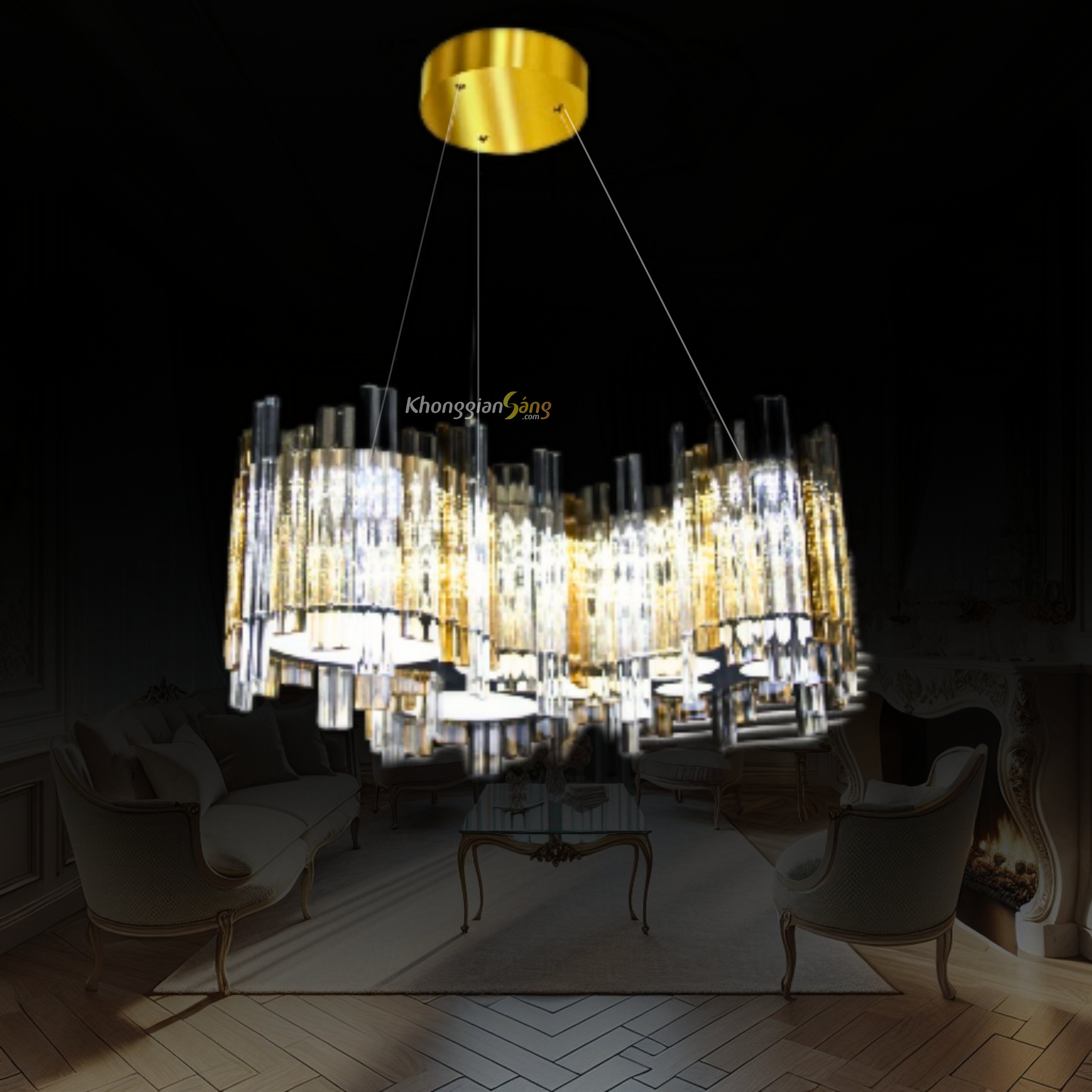 ĐÈN CHÙM PHA LÊ (D500mm x H900mm) TH-18947