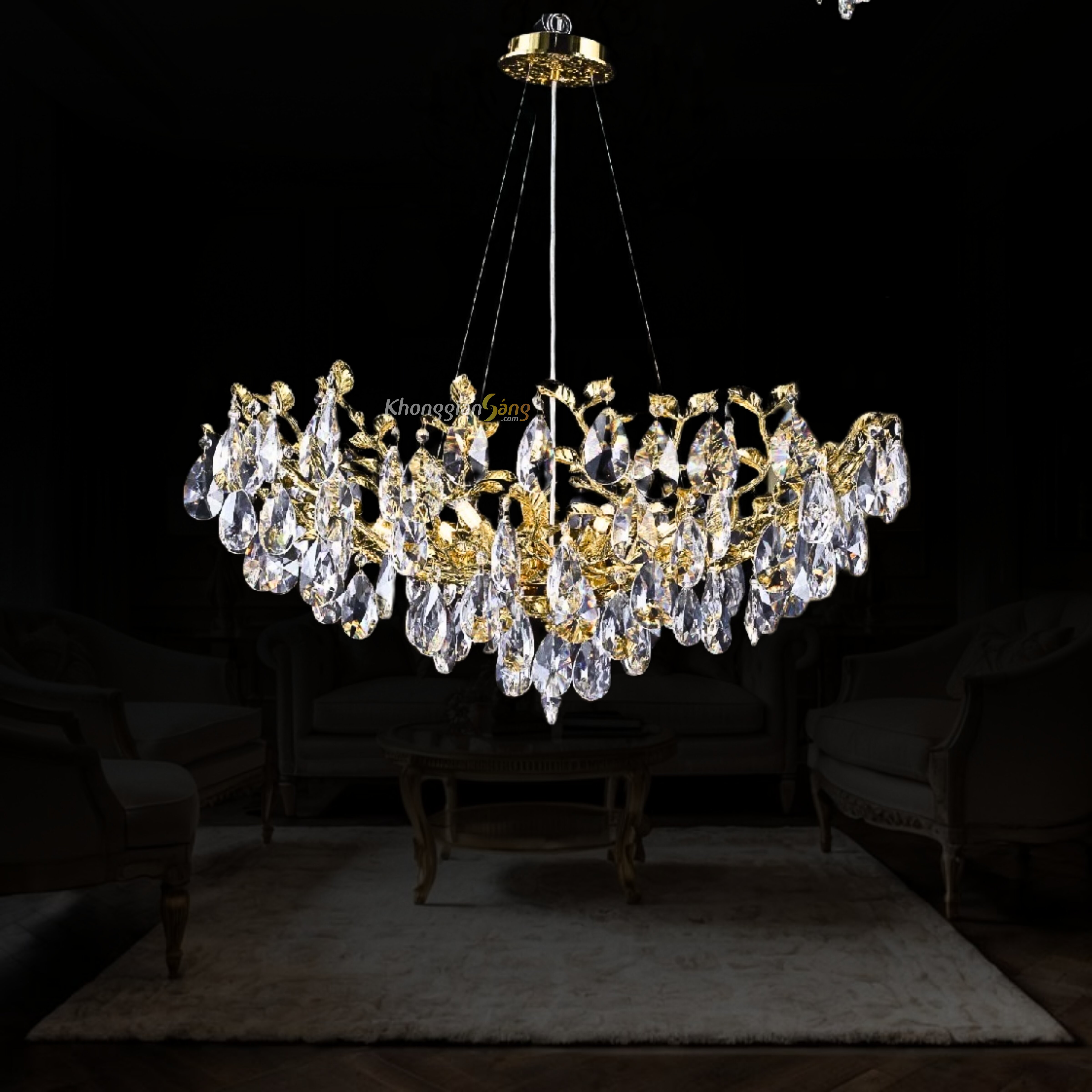 ĐÈN CHÙM PHA LÊ (D800mm x H300mm) TH-8010-25