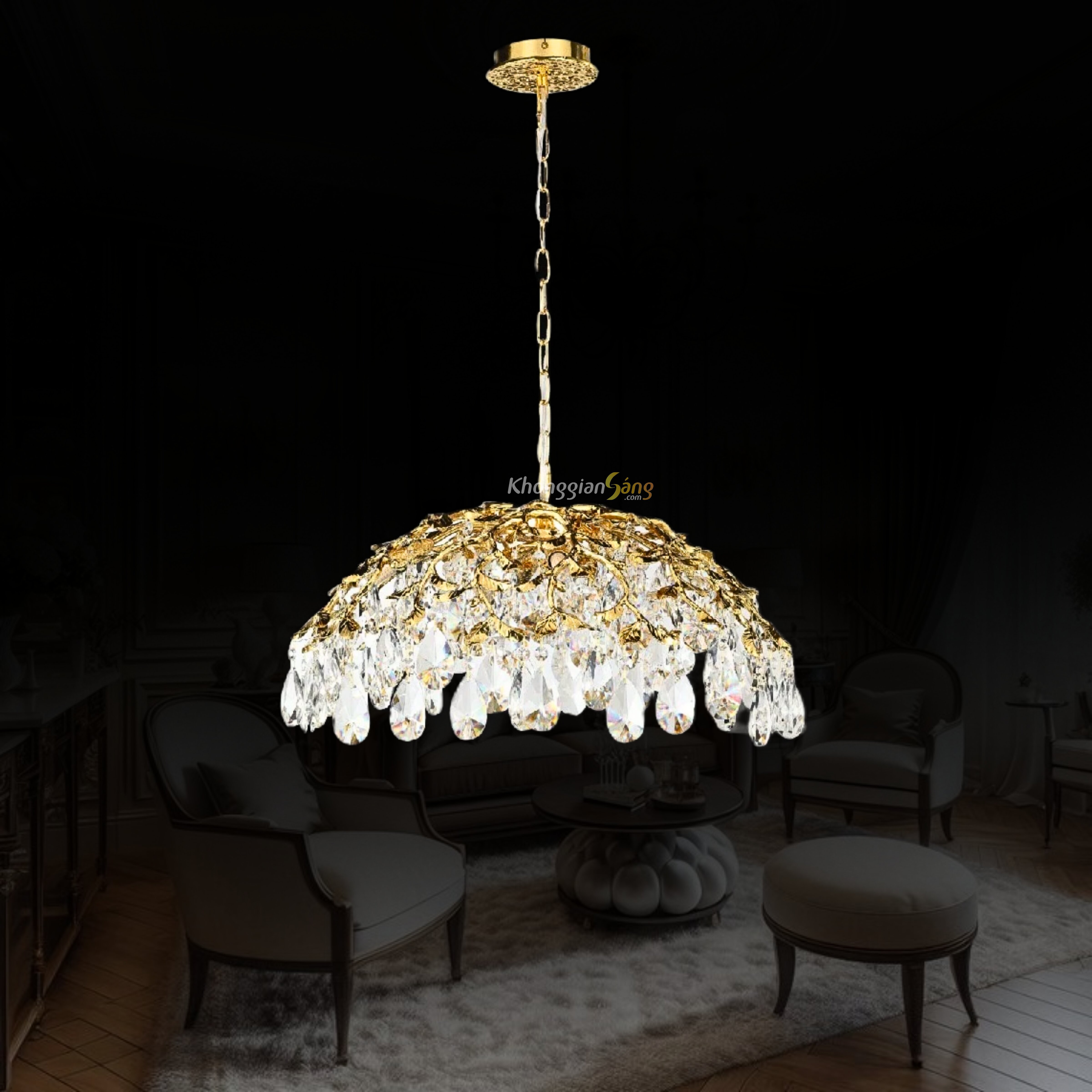 ĐÈN CHÙM PHA LÊ (D600mm x H270mm) TH-8012-25