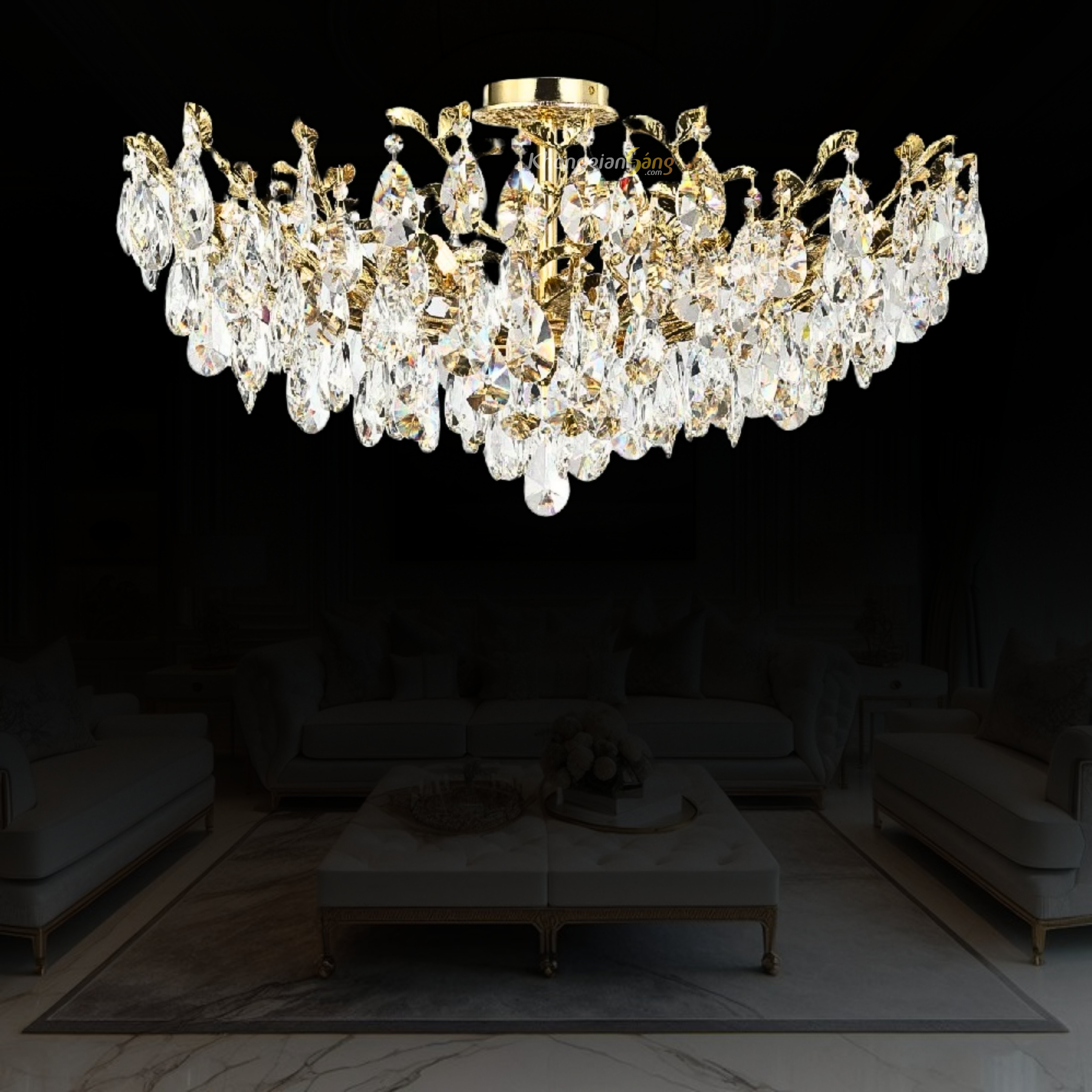 ĐÈN CHÙM PHA LÊ (D800mm x H300mm) TH-8013-25