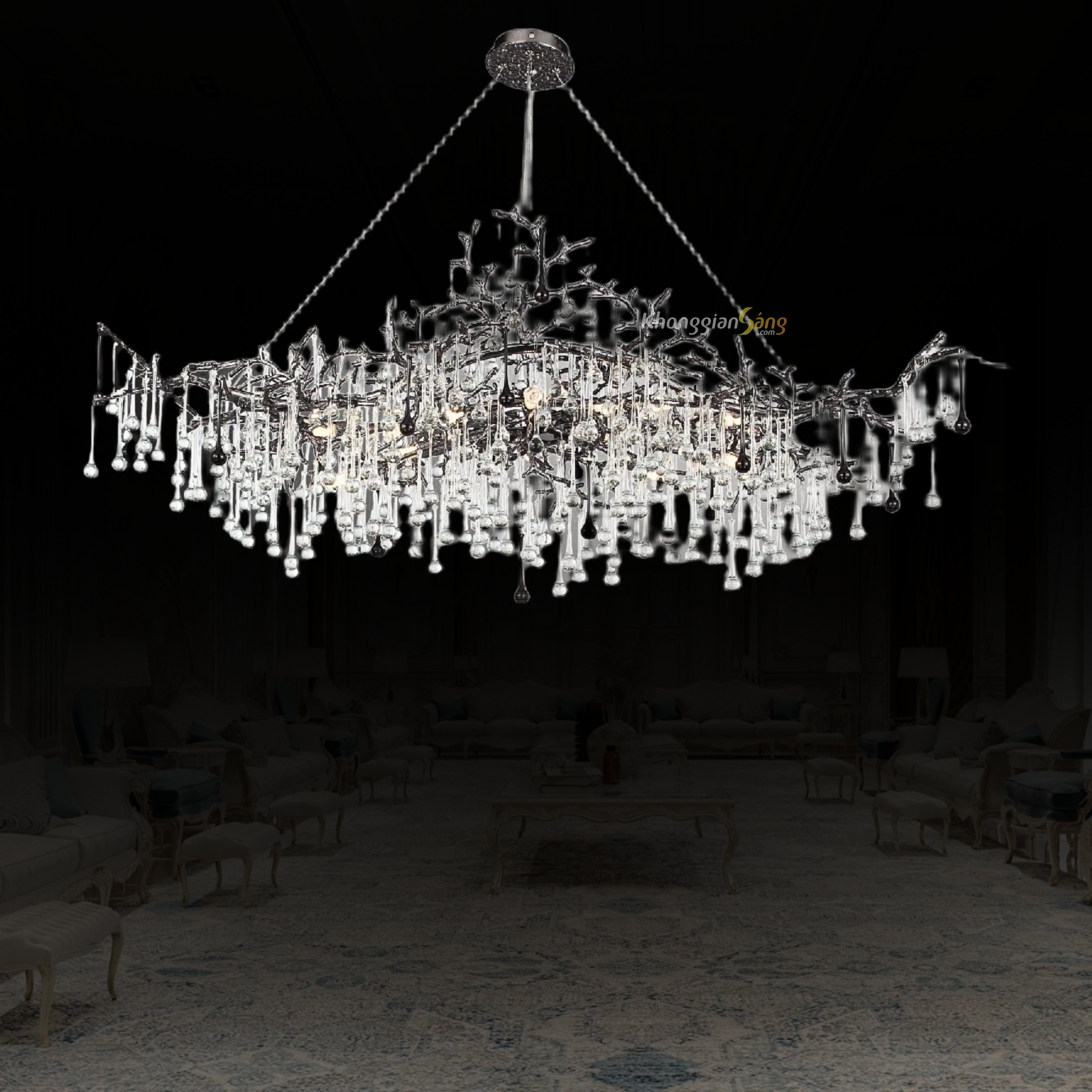 ĐÈN CHÙM PHA LÊ (N1200mm x R500mm x H420mm) TH-8015-25