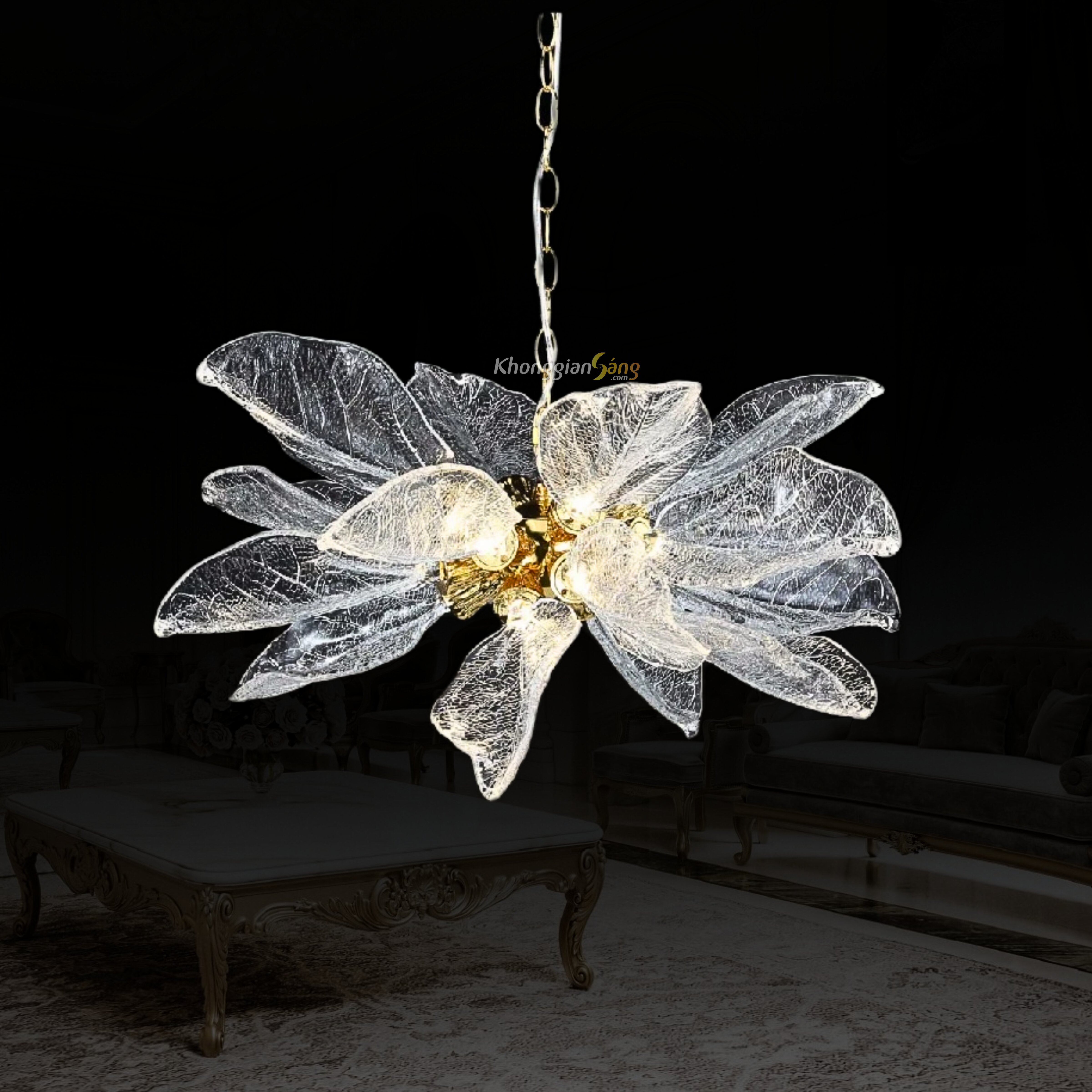 ĐÈN CHÙM PHA LÊ (D800mm x H360mm) TH-8018-25