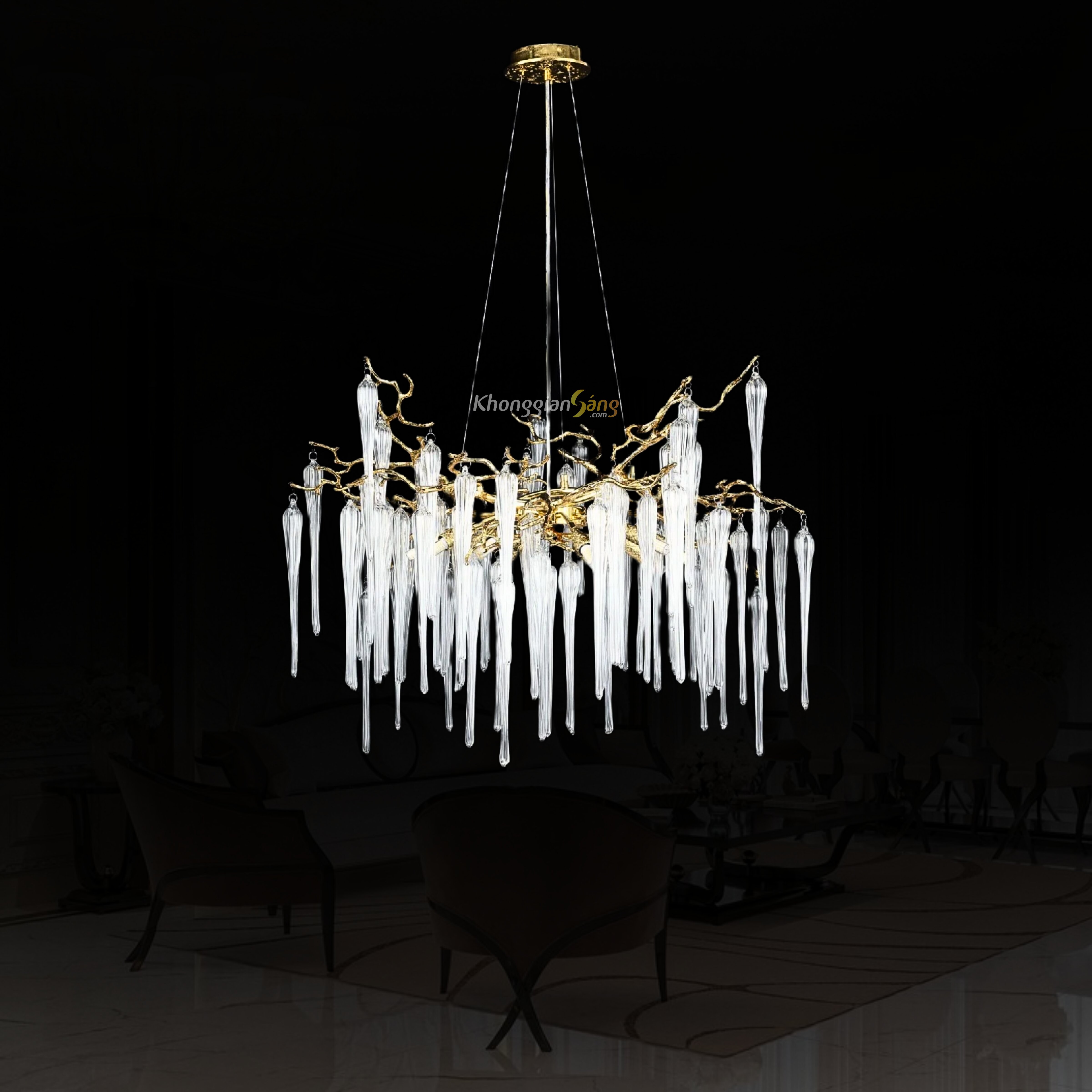 ĐÈN CHÙM PHA LÊ (D800mm x H600mm) TH-8021-25