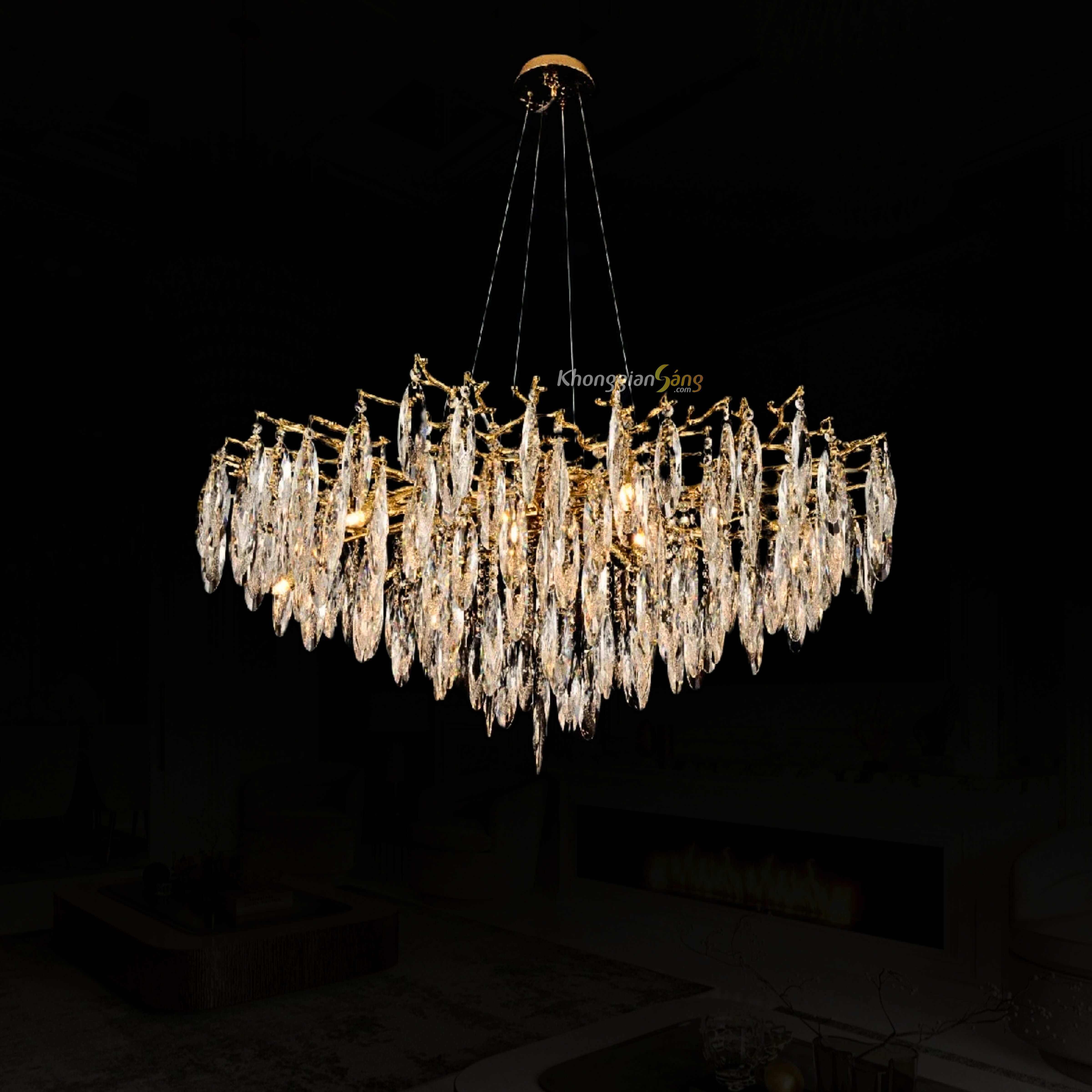 ĐÈN CHÙM PHA LÊ (D1000mm x H450mm) TH-8026-25