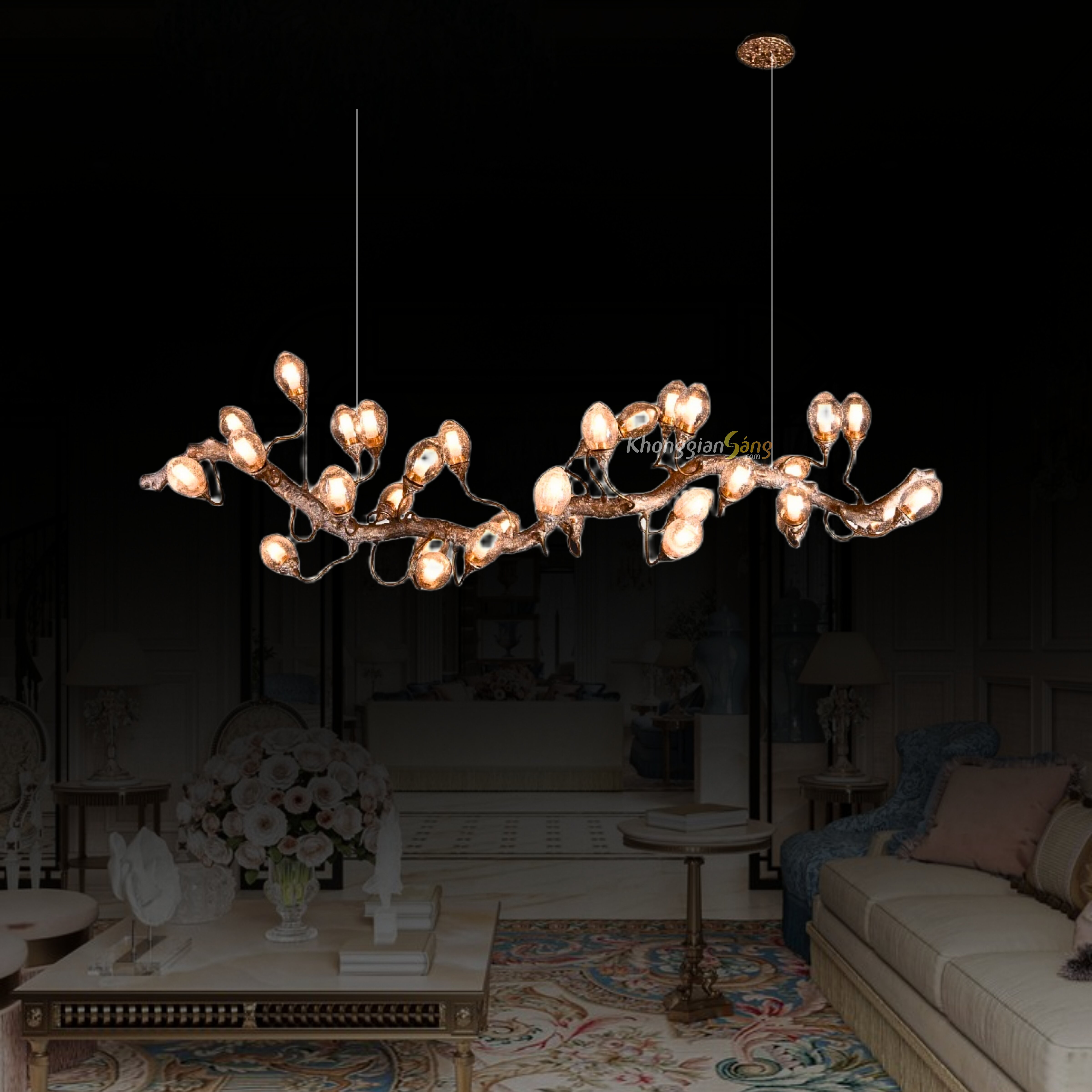 ĐÈN CHÙM PHA LÊ (D1750mm x R400mm x H400mm) TH-8031-26