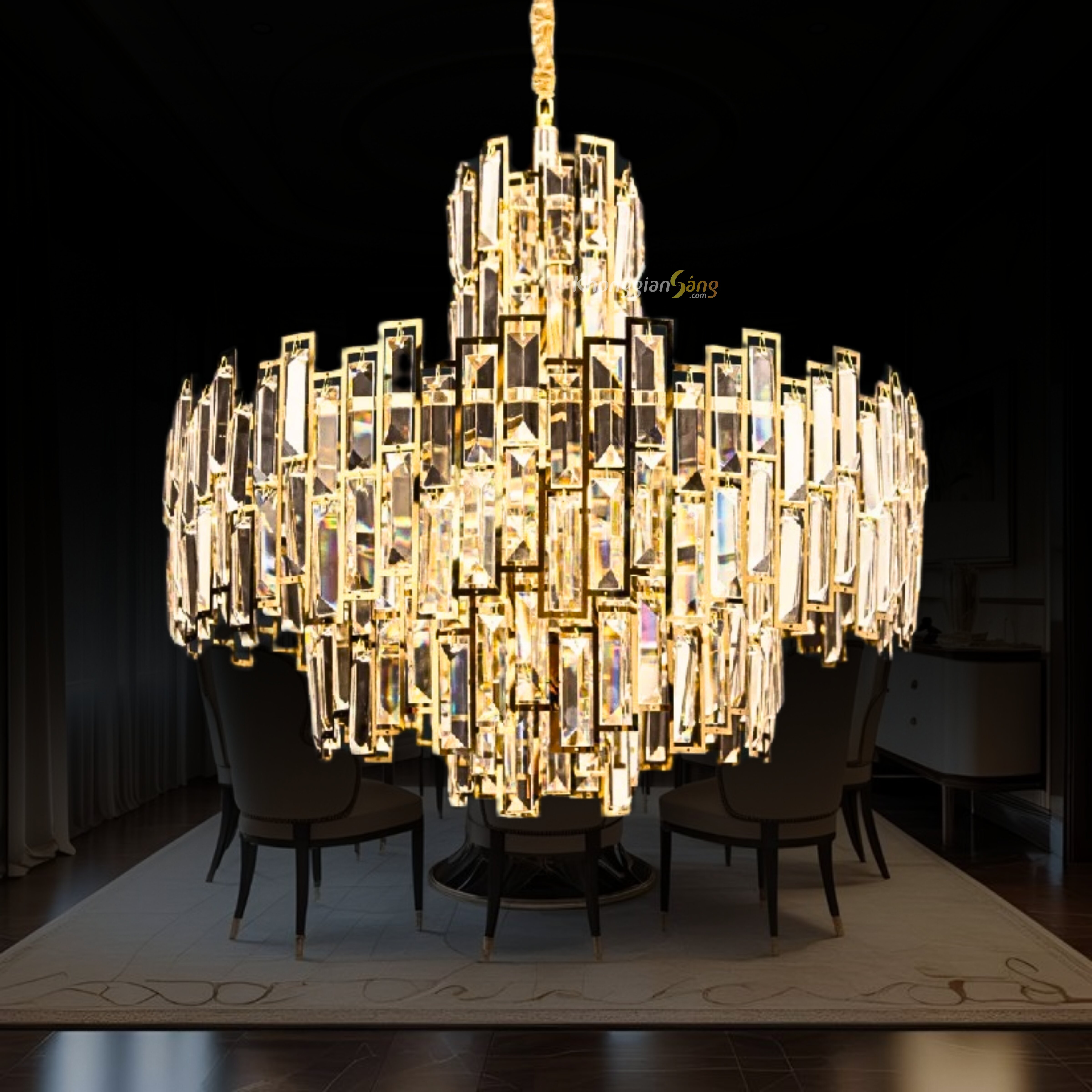 ĐÈN CHÙM PHA LÊ (D600mm x H550mm) TH-8033