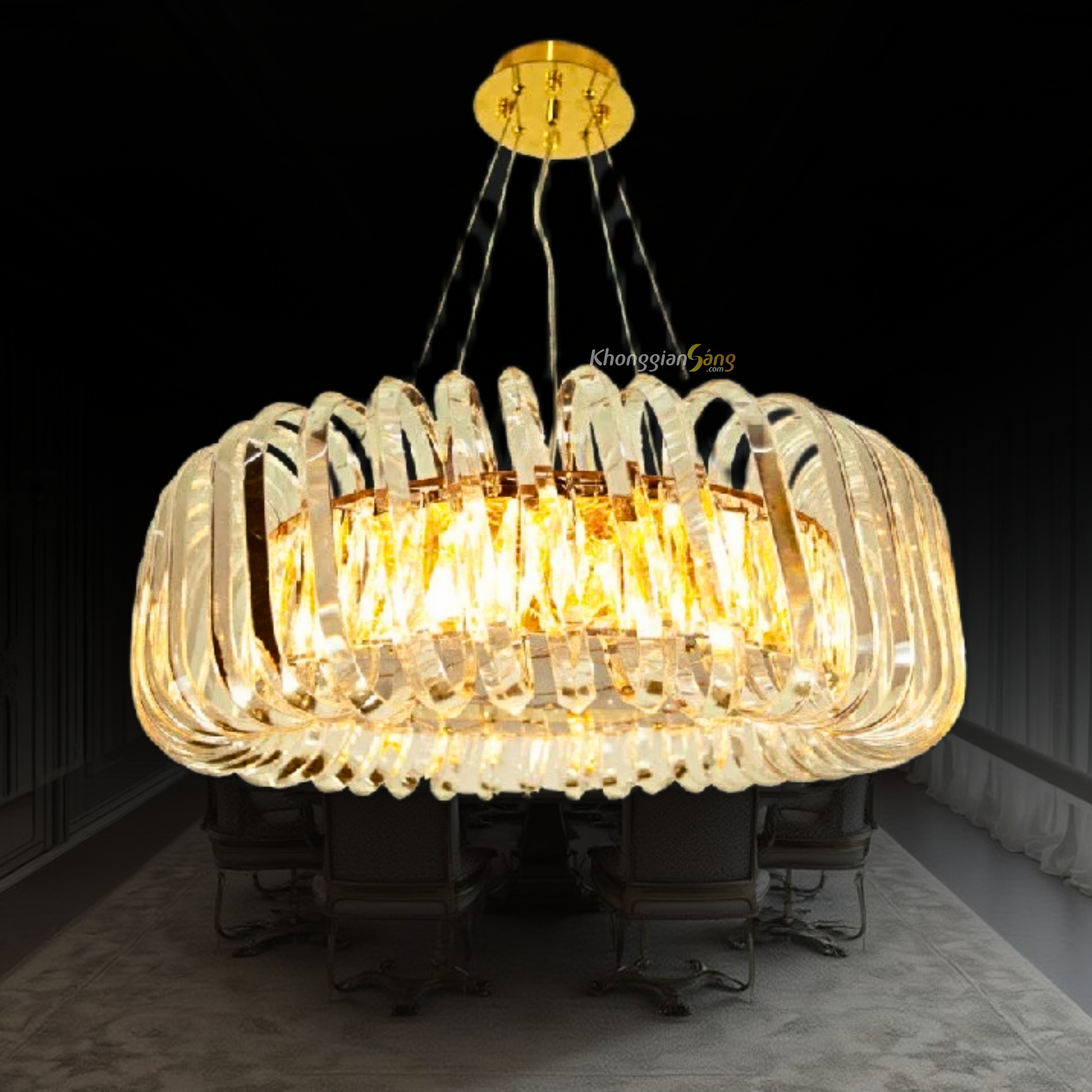 ĐÈN CHÙM PHA LÊ (D590mm x H400mm) TH-8079