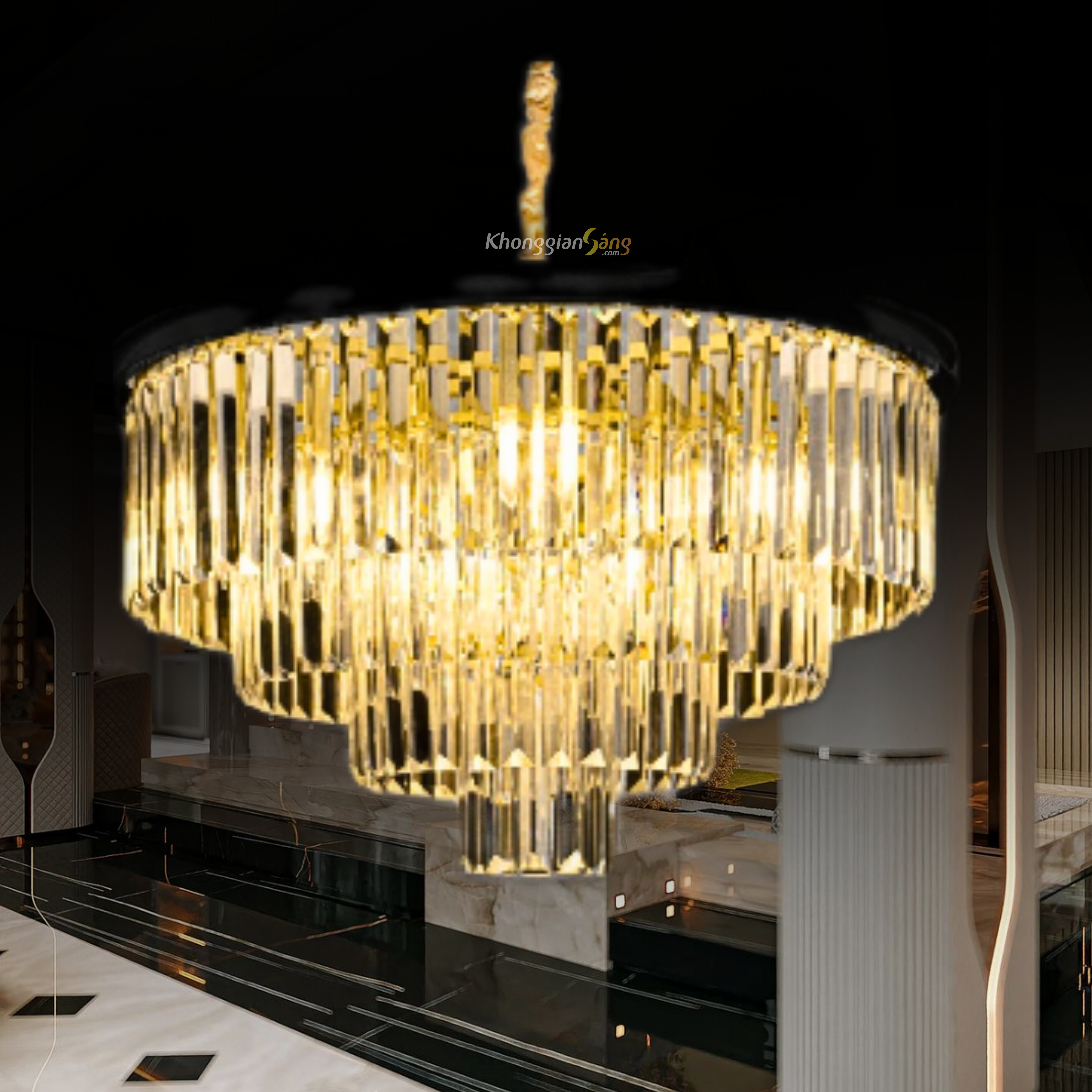 ĐÈN CHÙM PHA LÊ (D600mm x H900mm) TH-8091