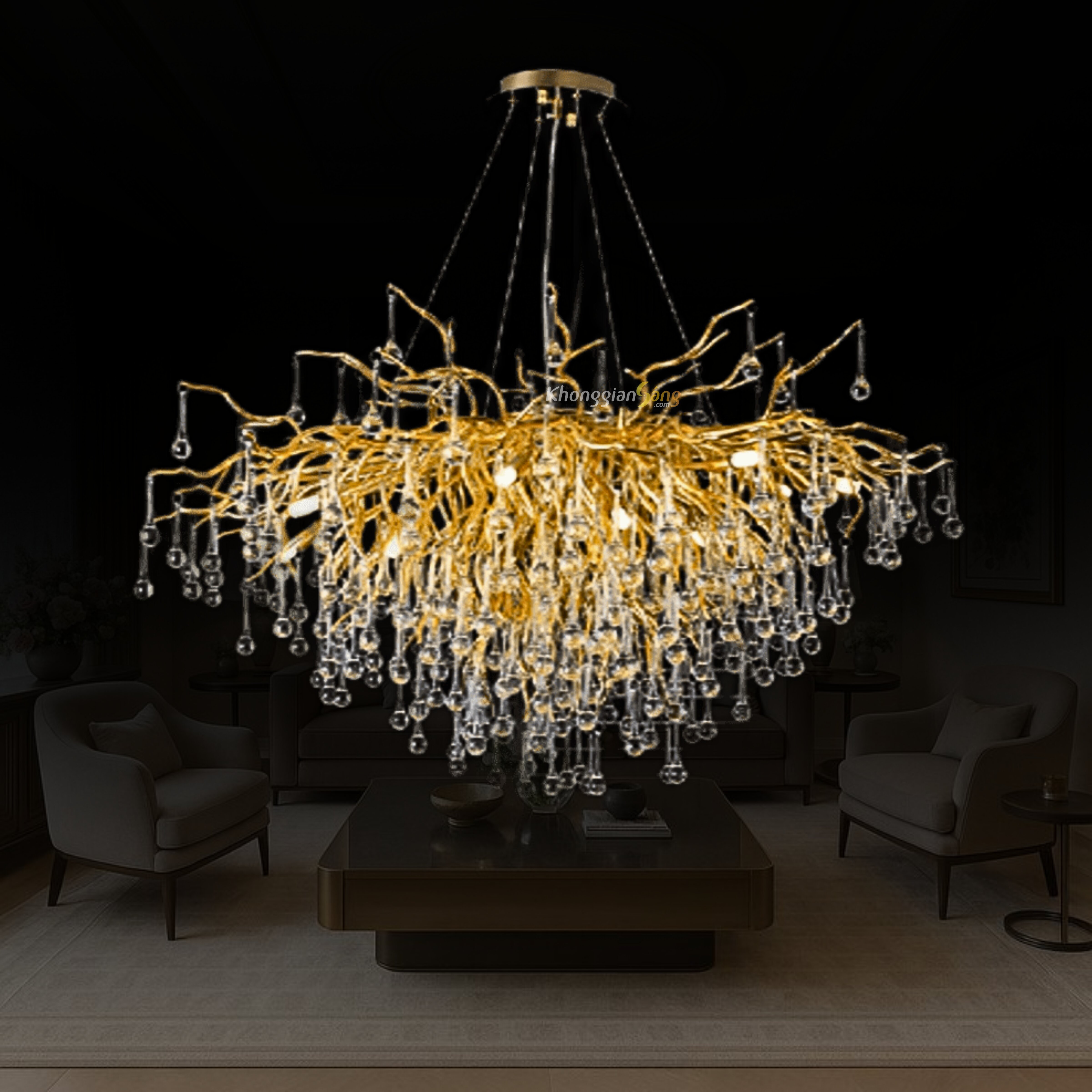 ĐÈN CHÙM THẢ (D780mm x H500mm) TH-8101 / Tròn 780