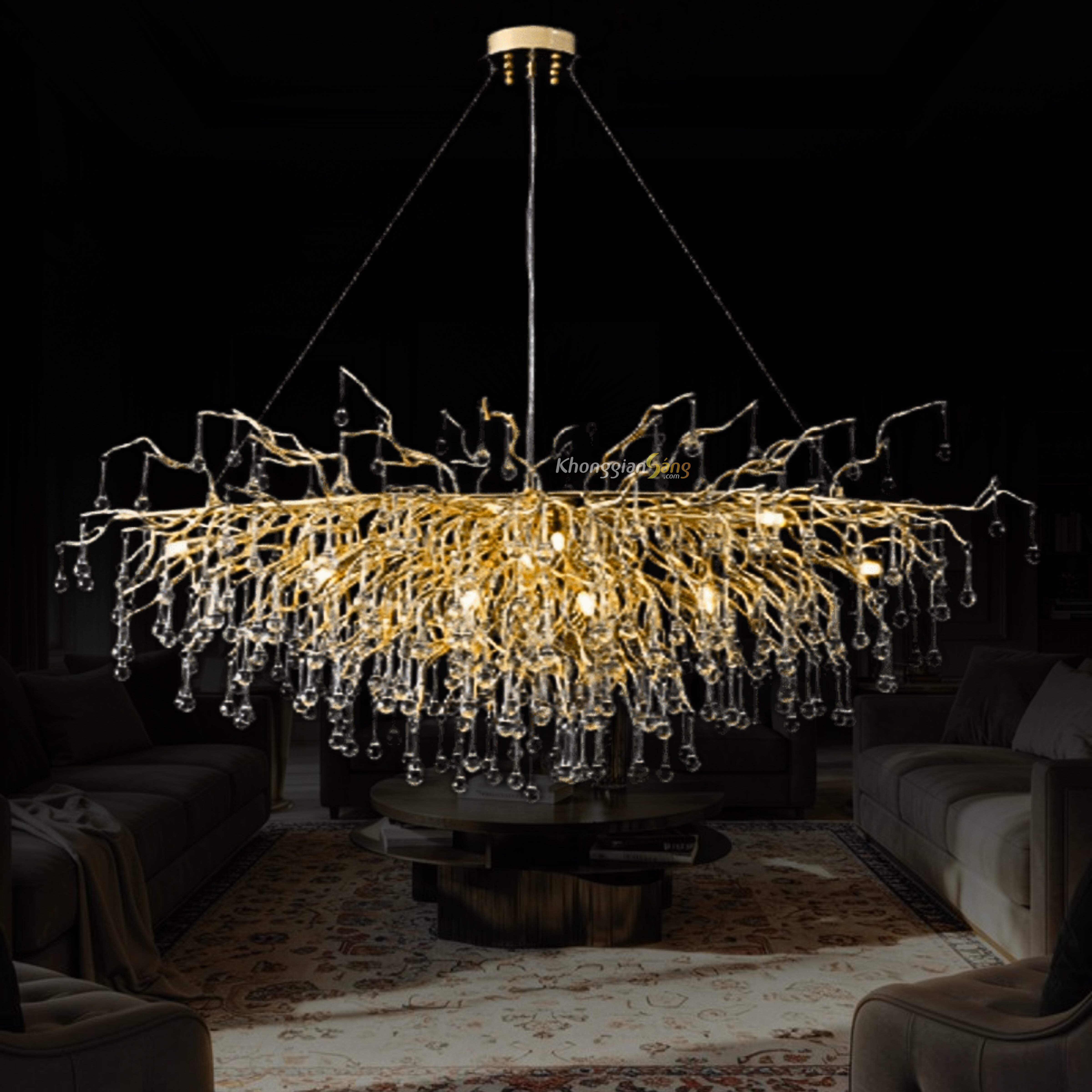 ĐÈN CHÙM THẢ (D980mm x H550mm) TH-8101 / Tròn 980