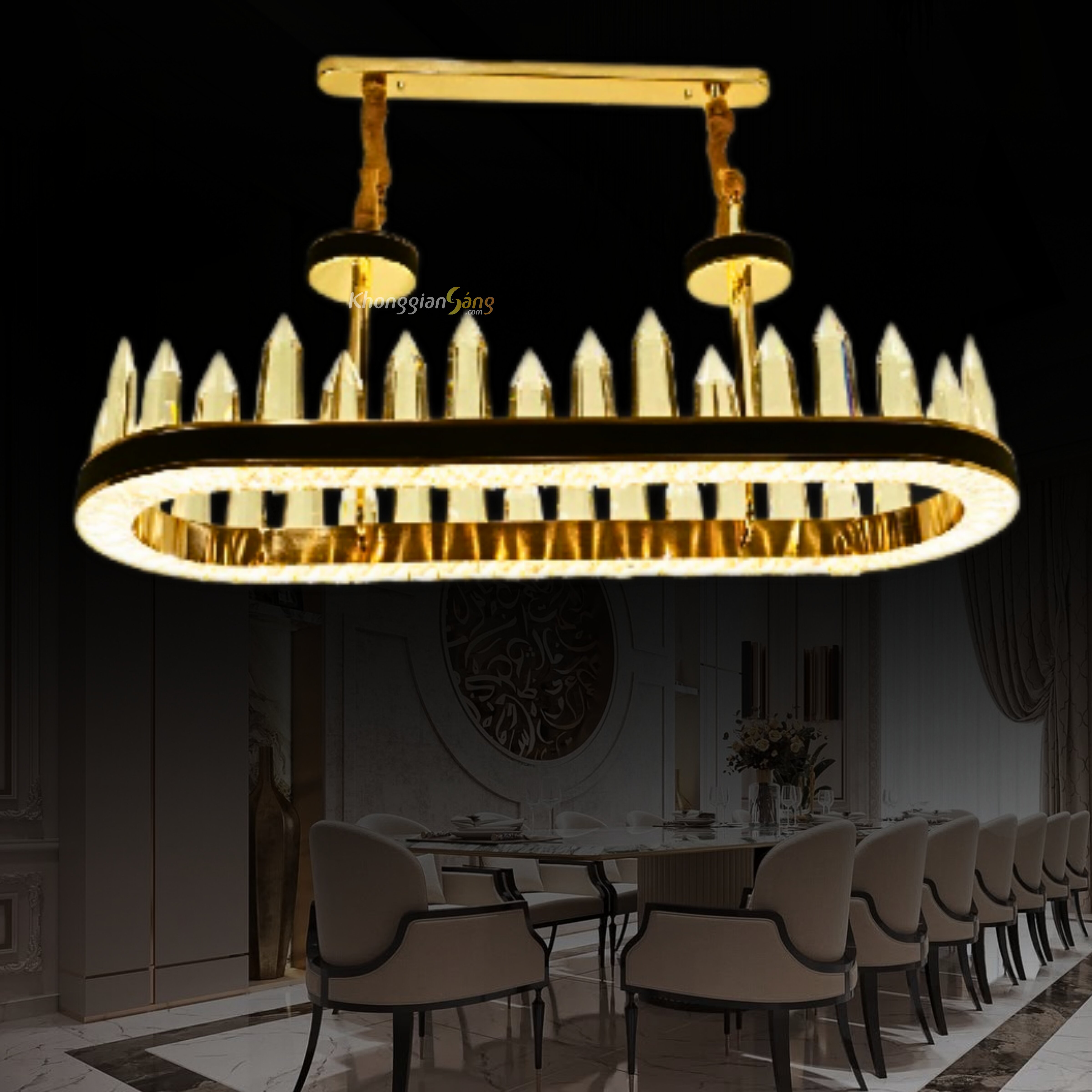 ĐÈN CHÙM PHA LÊ (D950mm x R350mm x H1000mm) TH-8134