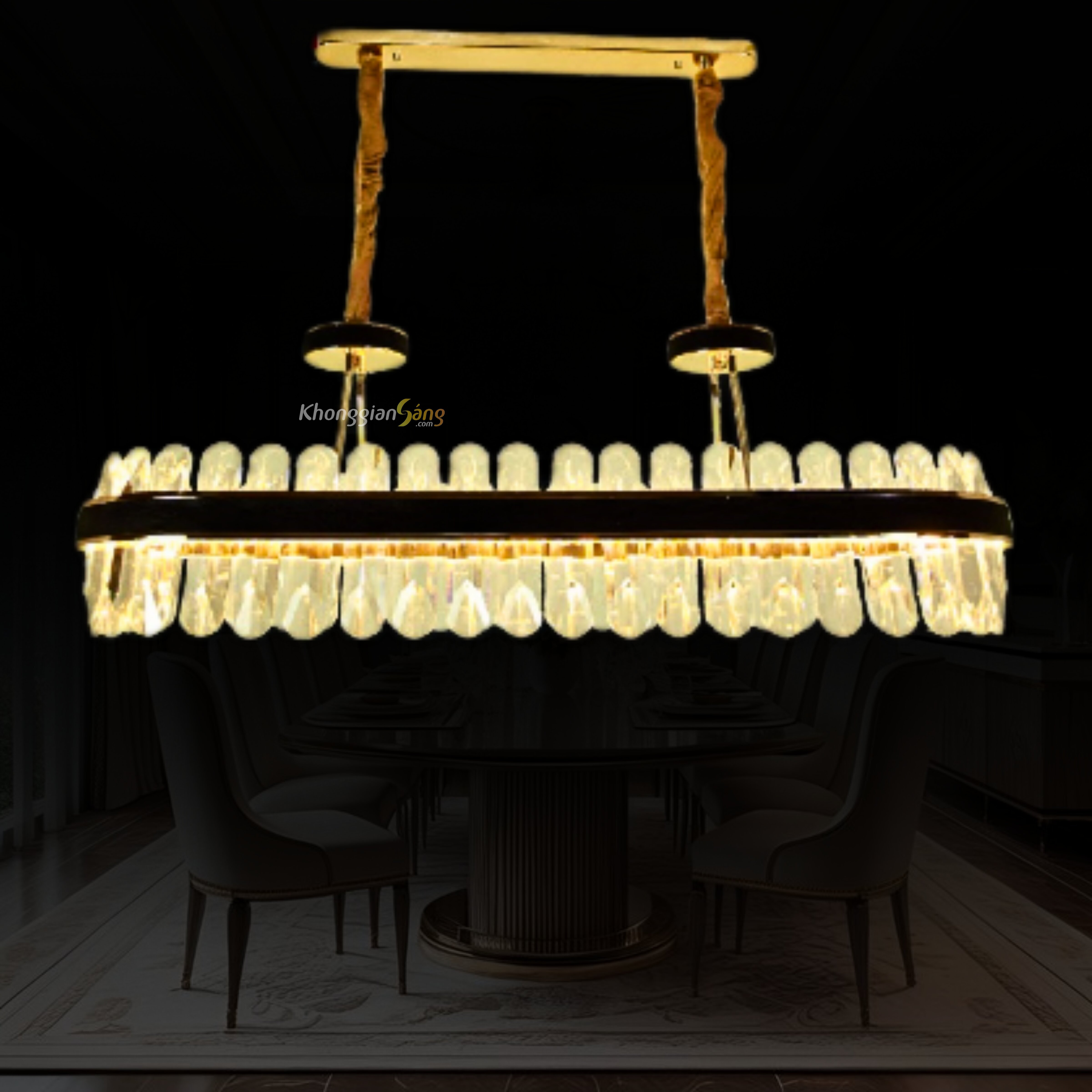 ĐÈN CHÙM PHA LÊ (D1000mm x R370mm x H1000mm) TH-8138