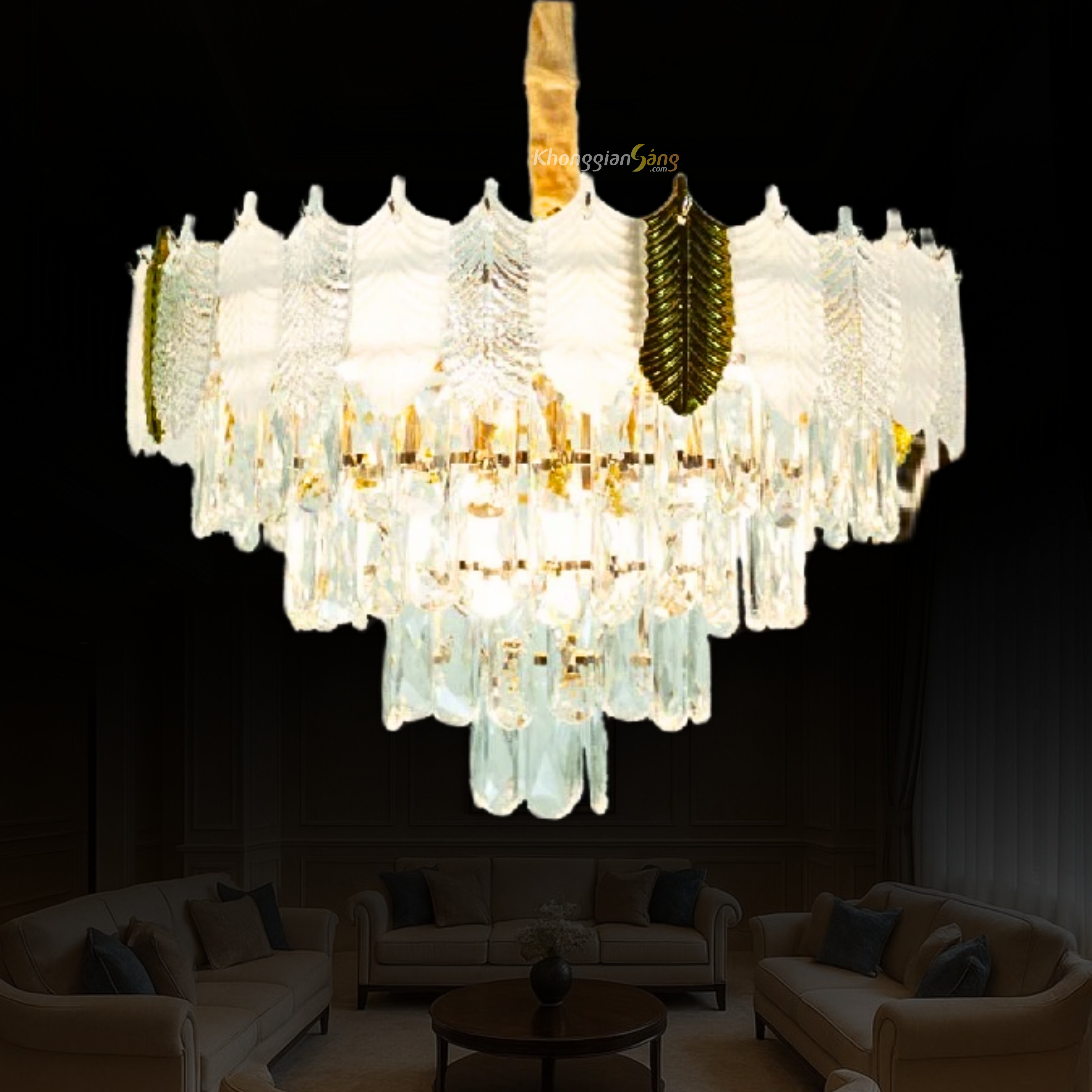 ĐÈN CHÙM PHA LÊ (D500mm x H400mm) TH-8175