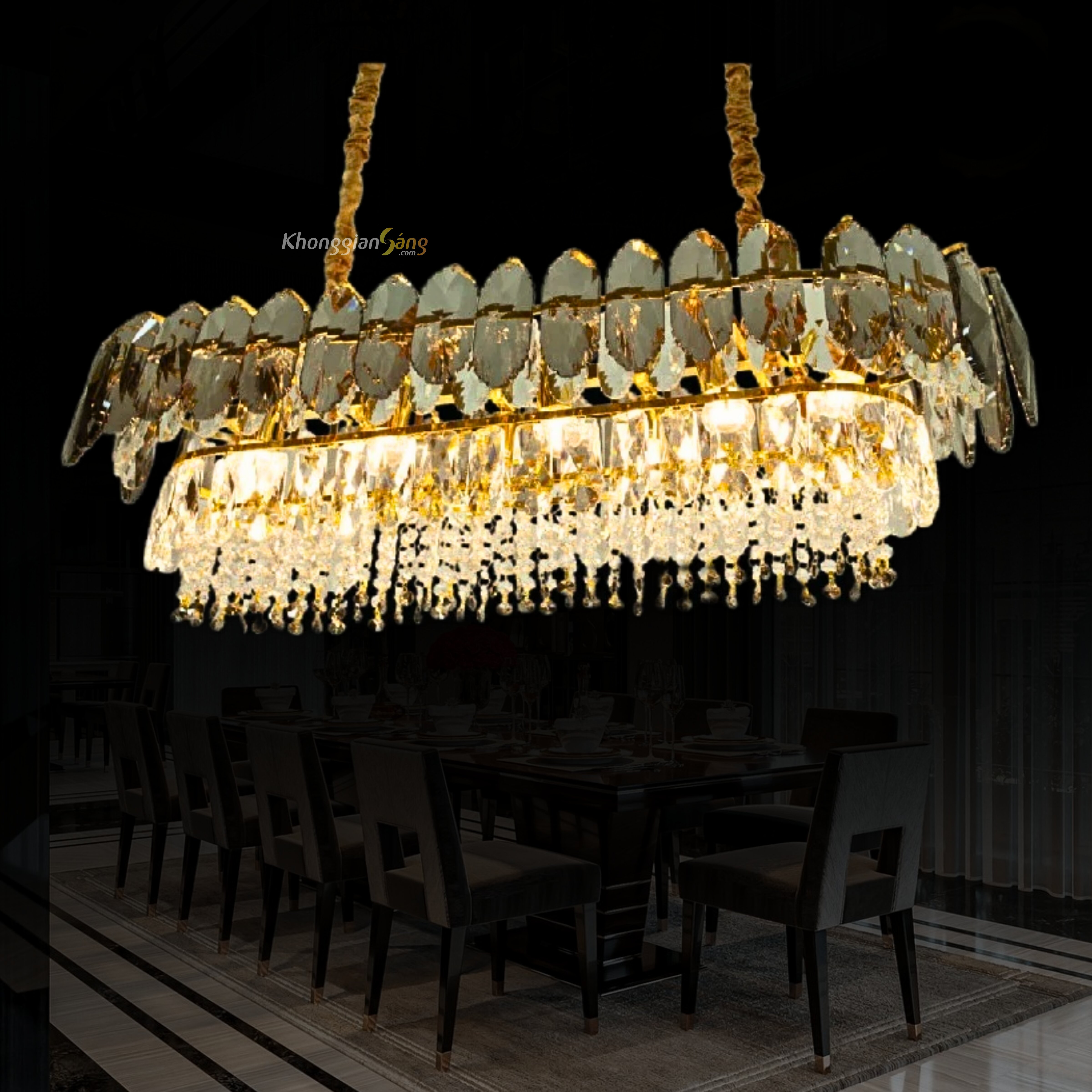 ĐÈN CHÙM PHA LÊ (N880mm x H900mm) TH-8208