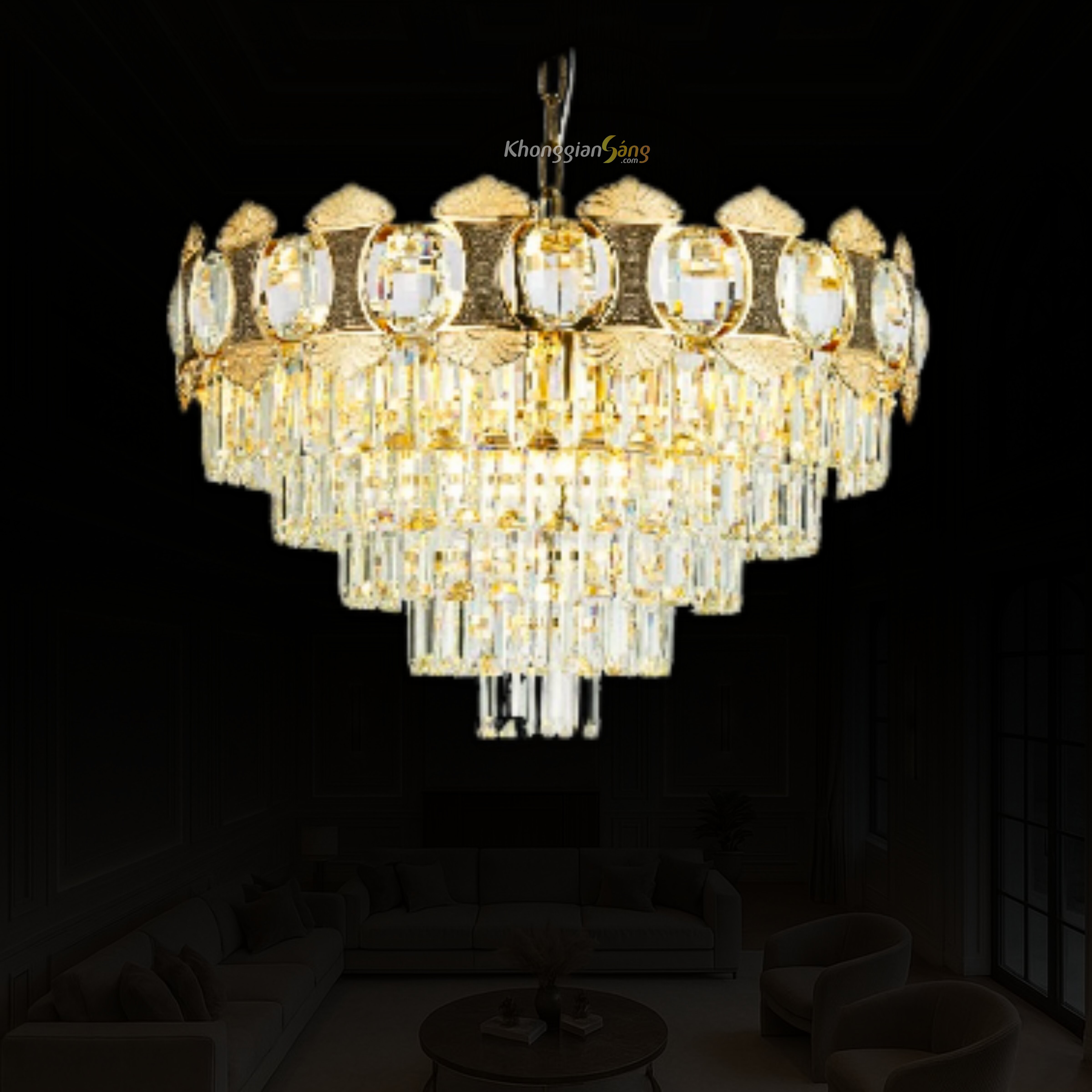 ĐÈN CHÙM PHA LÊ (D600mm x H900mm) TH-8209