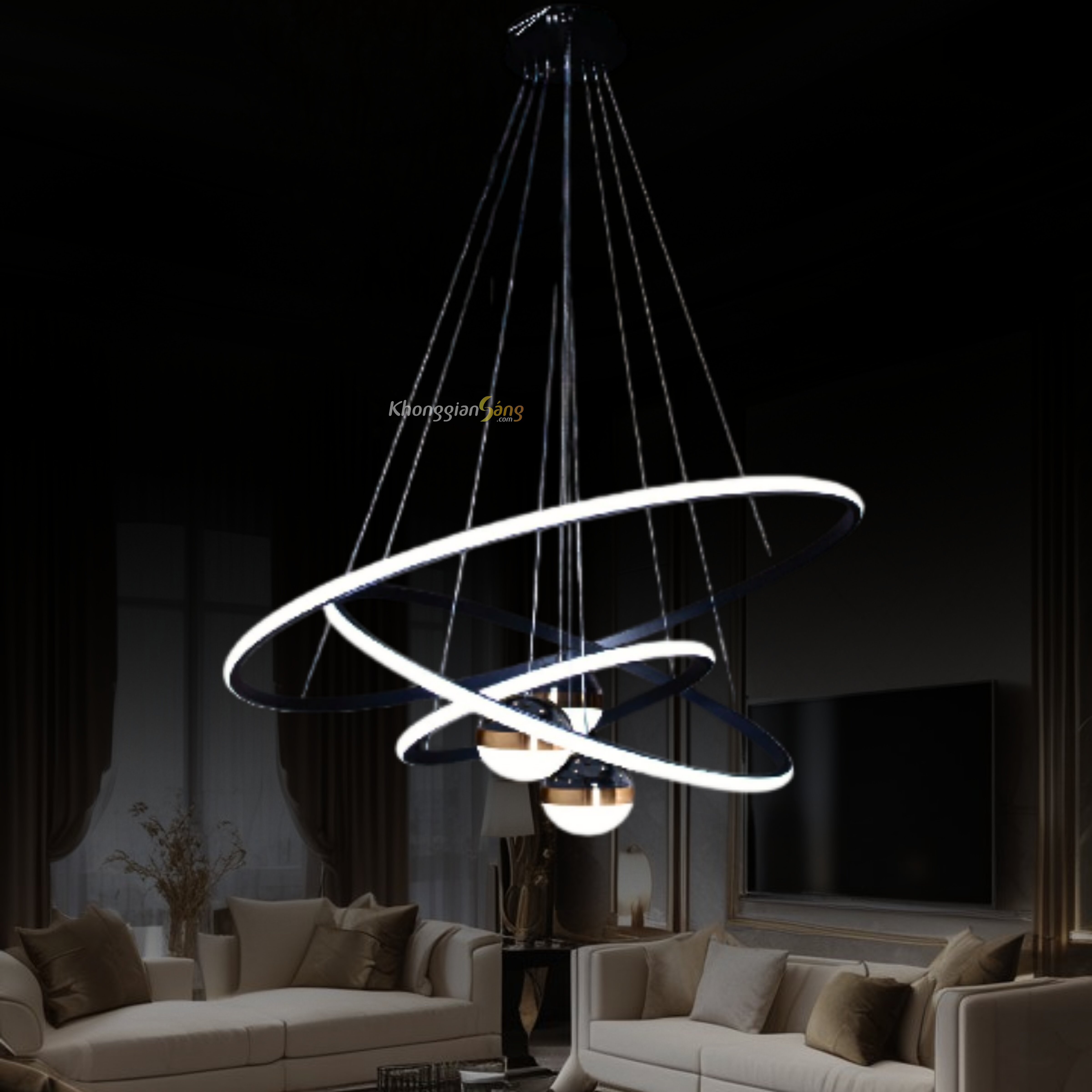 ĐÈN CHÙM THẢ (D400mm + D600mm + D800mm x H1000mm) TH-215-24