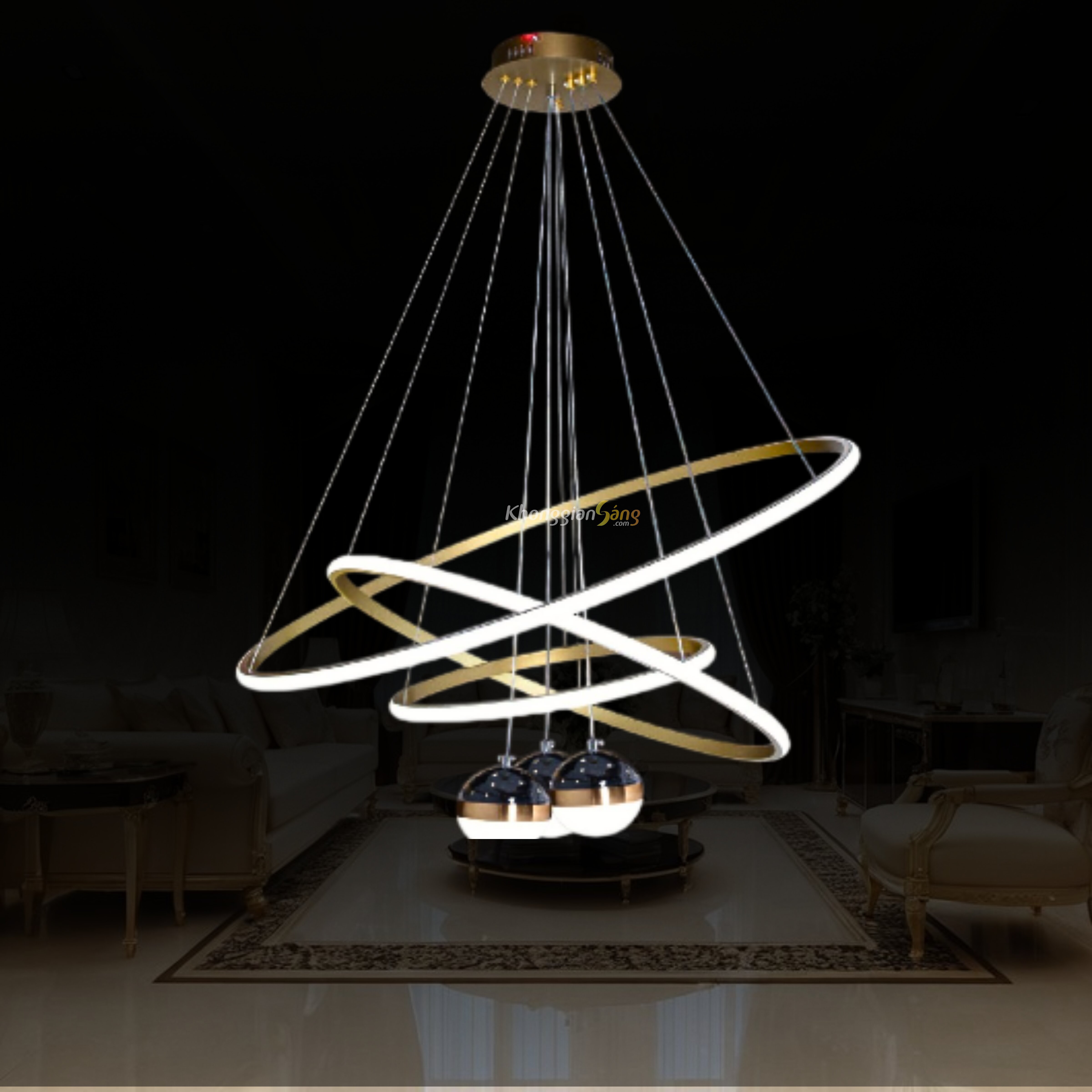 ĐÈN CHÙM THẢ (D400mm + D600mm + D800mm x H100mm) TH-8217-24