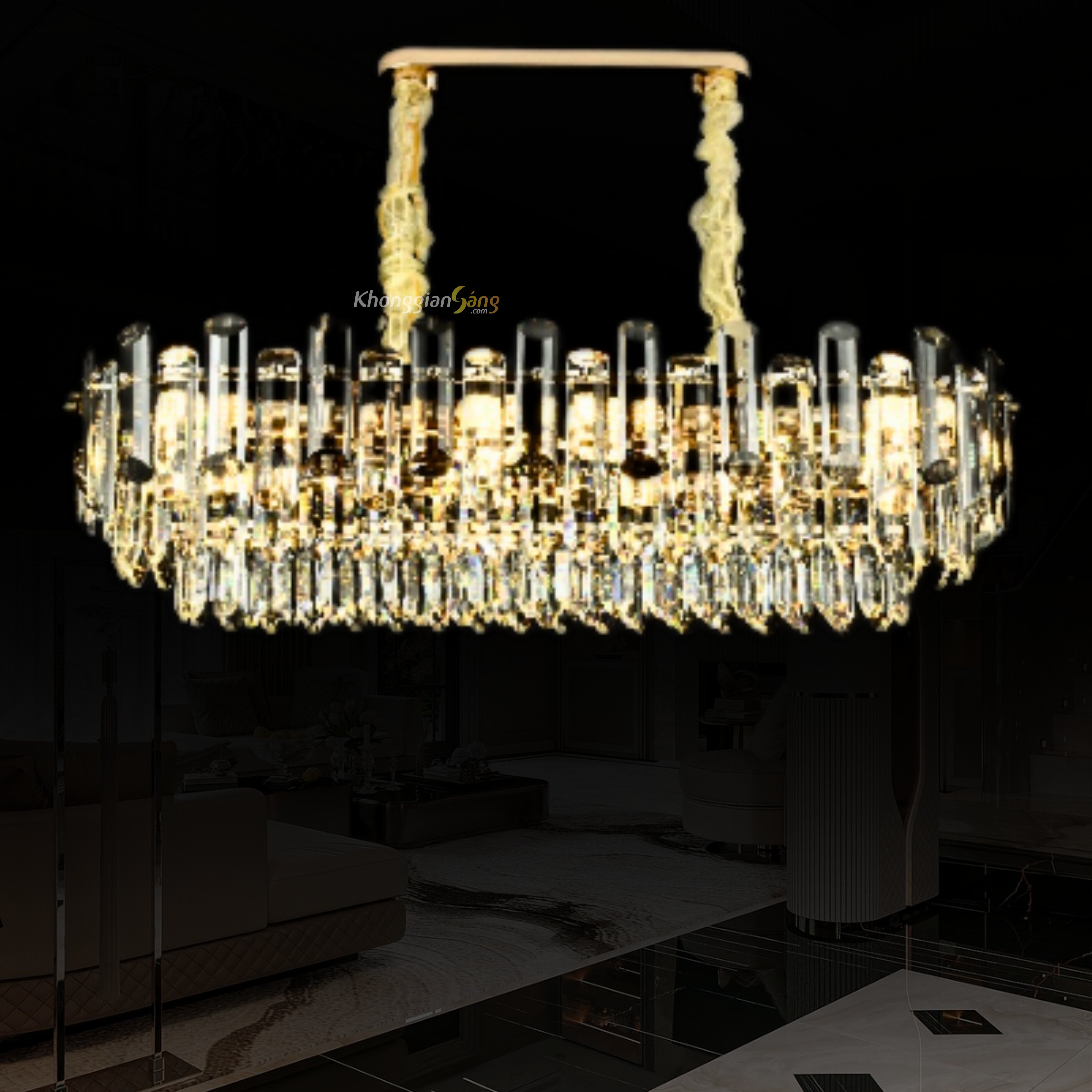 ĐÈN CHÙM PHA LÊ (N800mm x R300mm x H1000mm) TH-8220