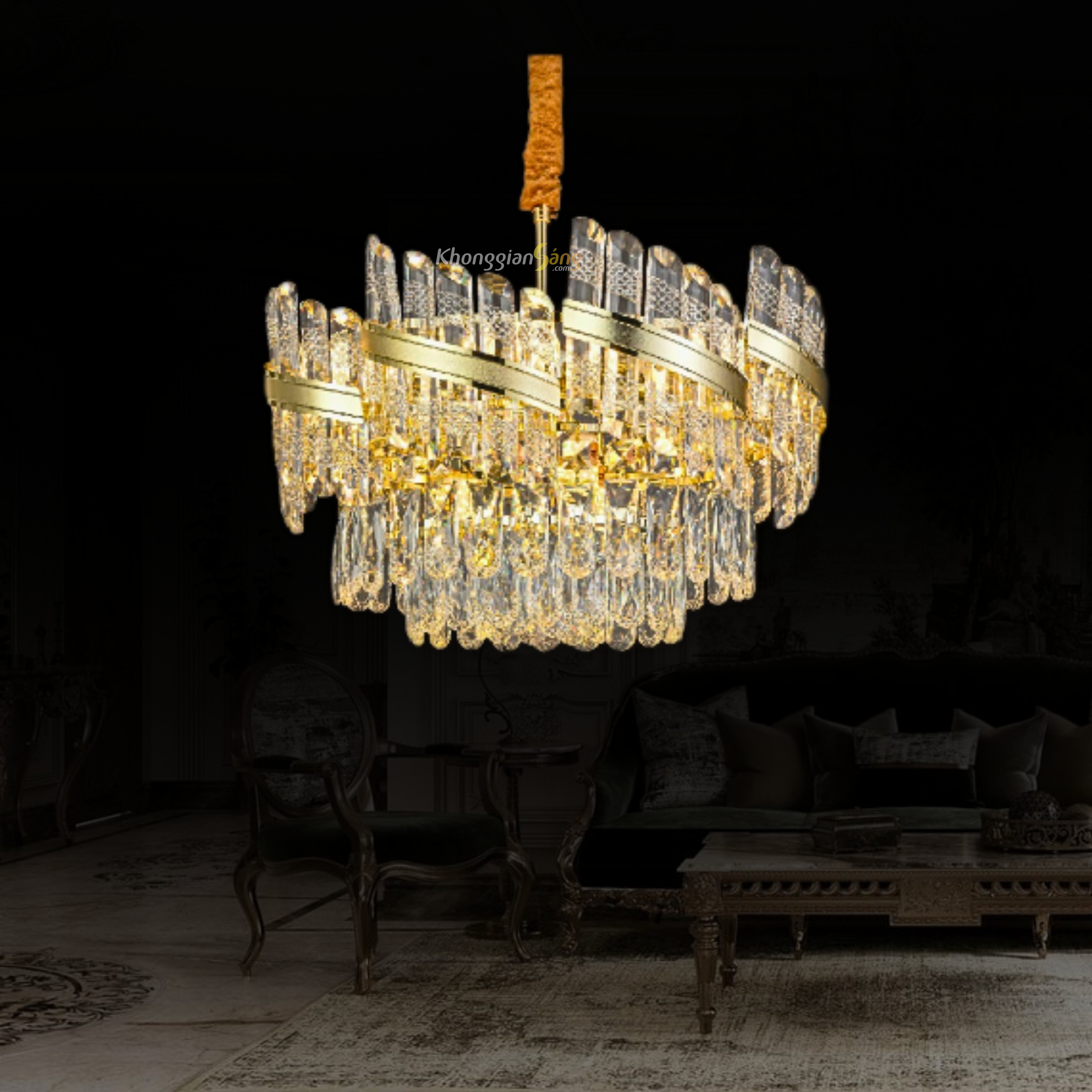 ĐÈN CHÙM PHA LÊ (D600mm x H900mm) TH-8461