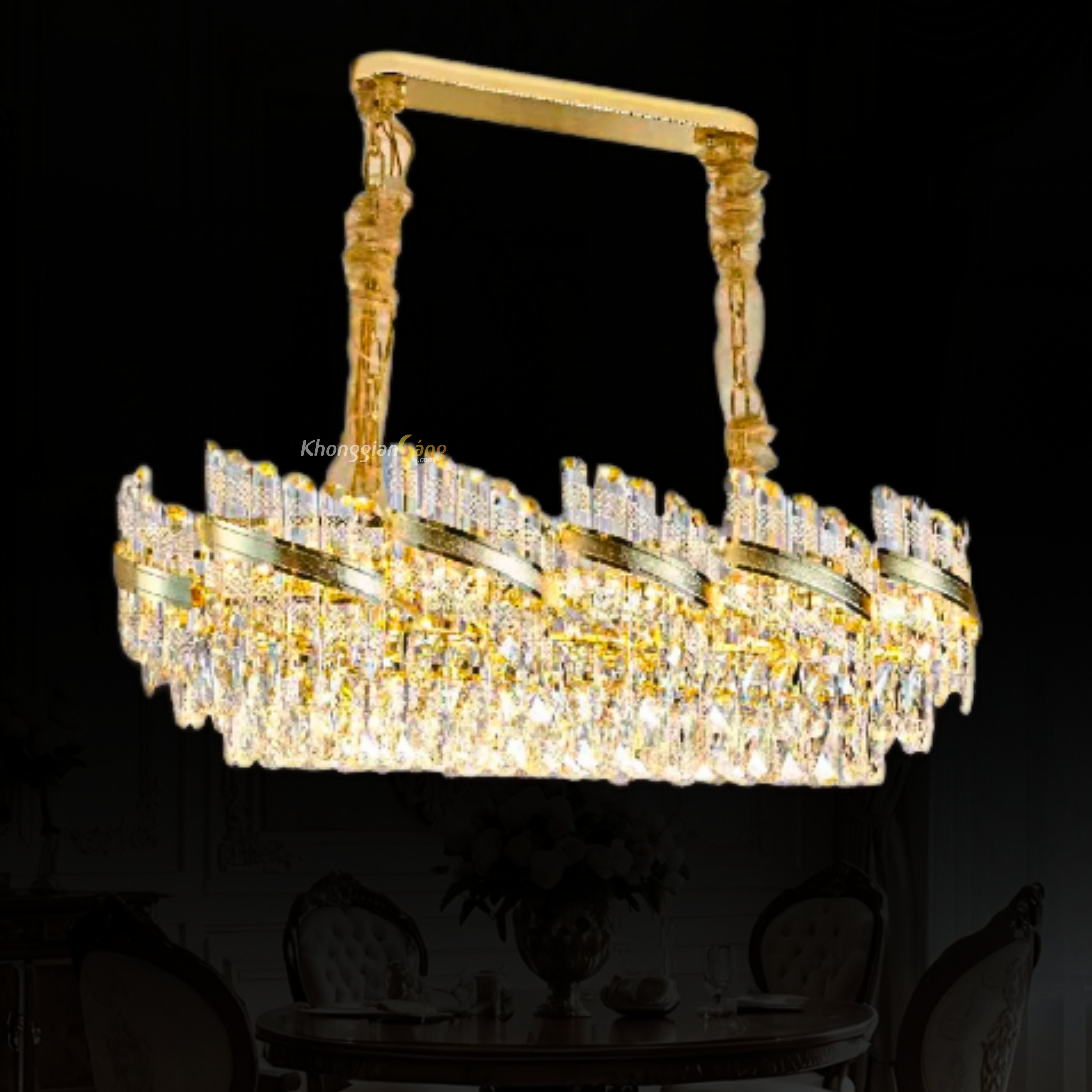 ĐÈN CHÙM PHA LÊ (N900mm x H1000mm) TH-8464