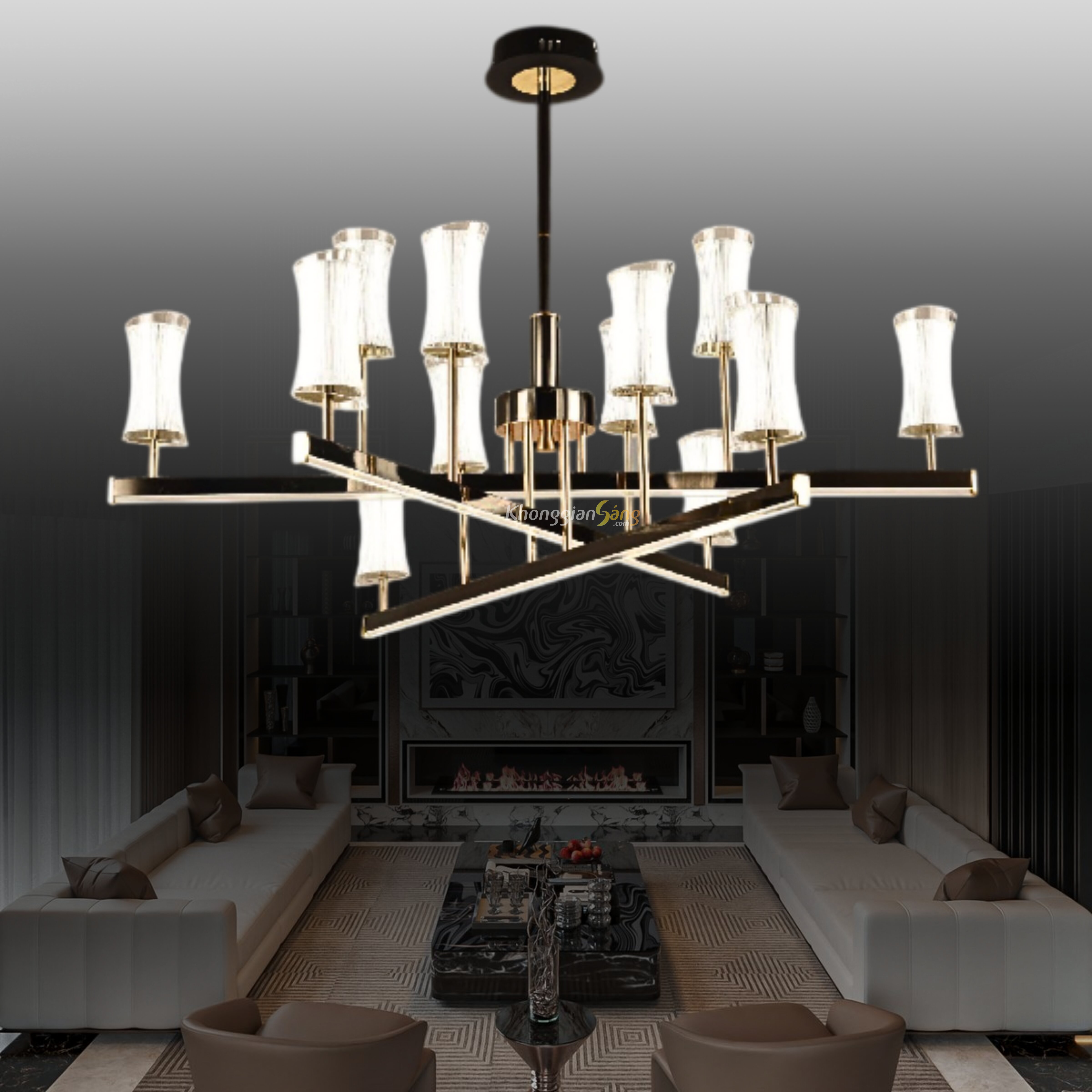 ĐÈN CHÙM PHA LÊ (D1000mm x H780mm) TH-8631