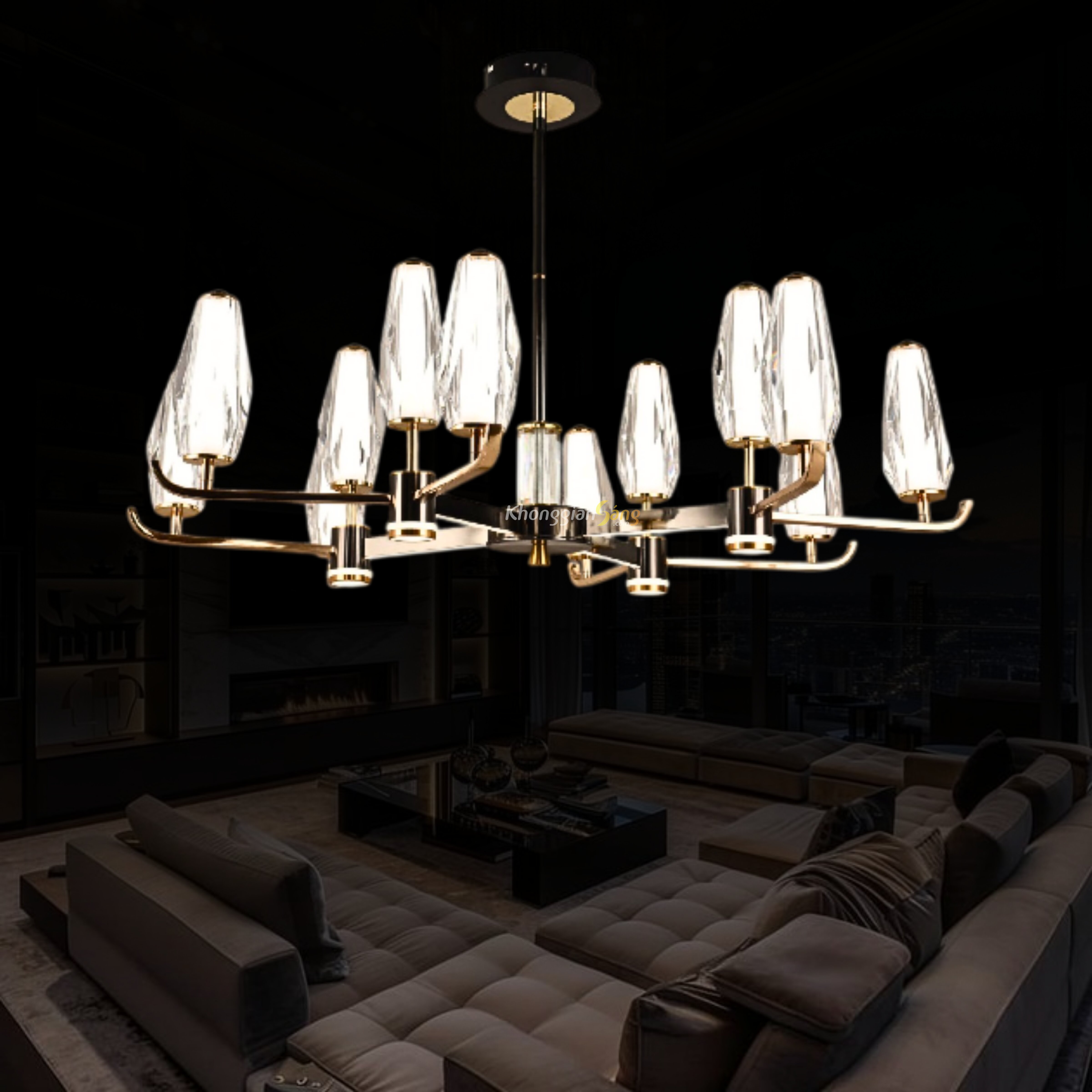 ĐÈN CHÙM PHA LÊ (D950mm x H650mm) TH-8633