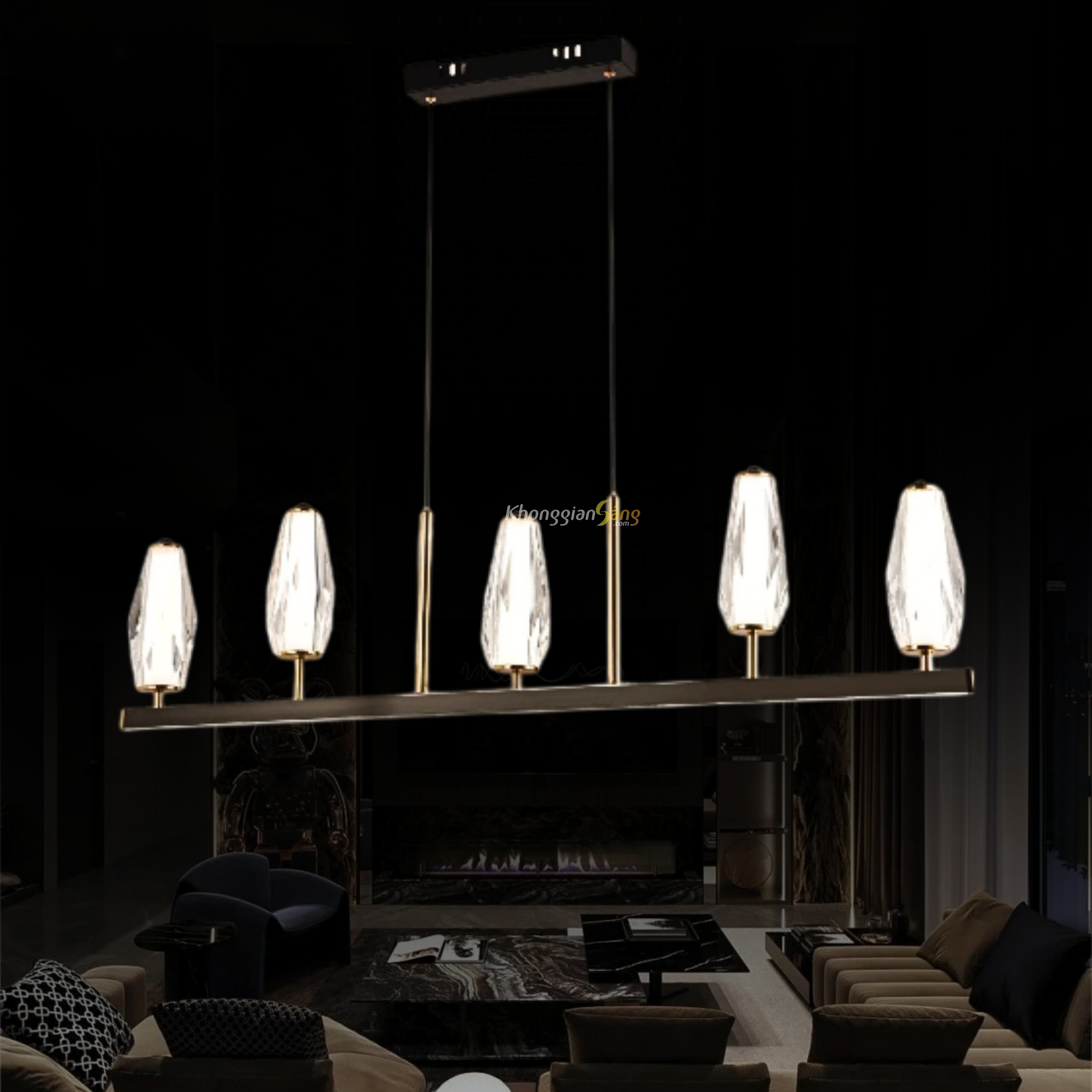 ĐÈN CHÙM PHA LÊ (N1000mm x H260mm) TH-8634