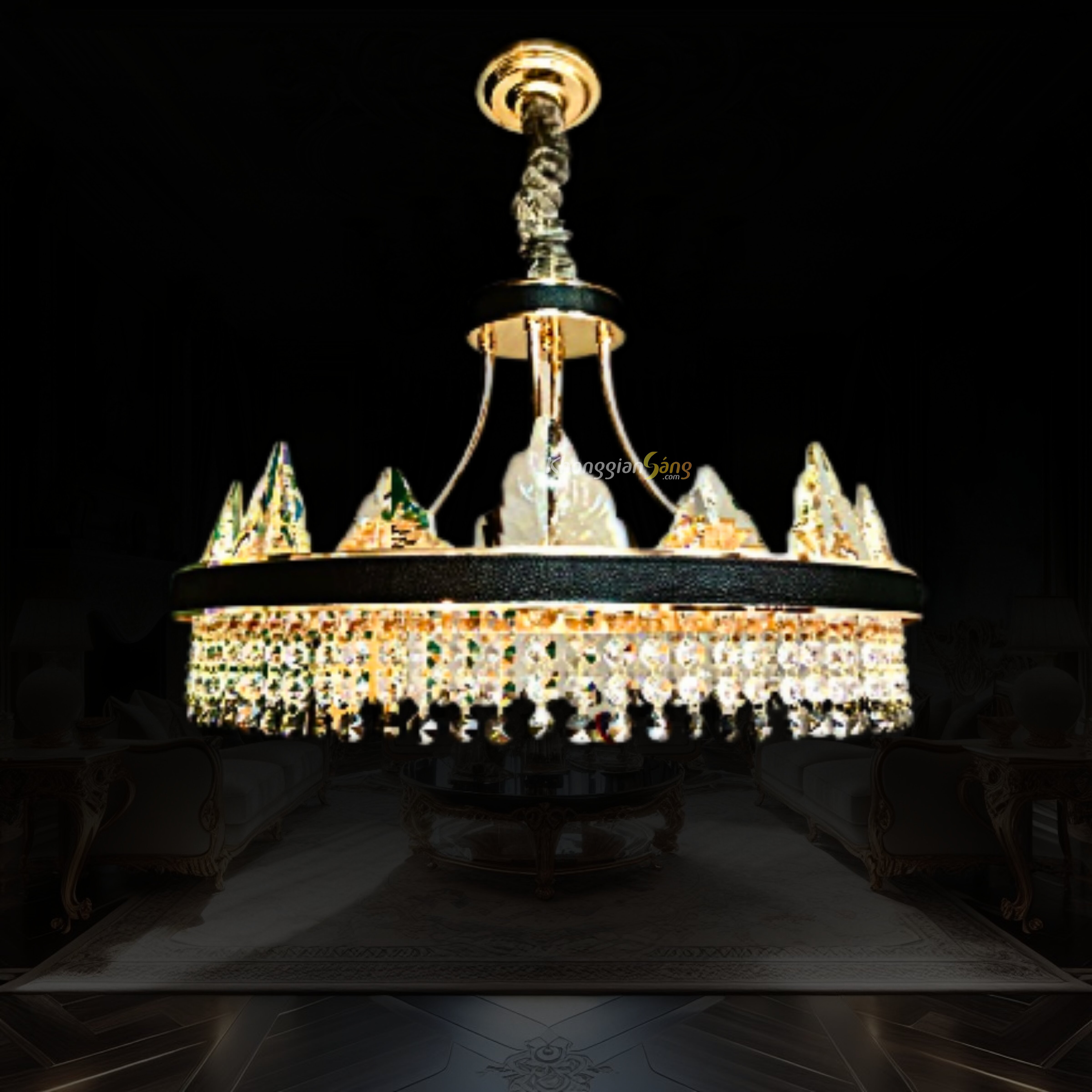 ĐÈN CHÙM PHA LÊ (D800mm x H900mm) TH-869A-20