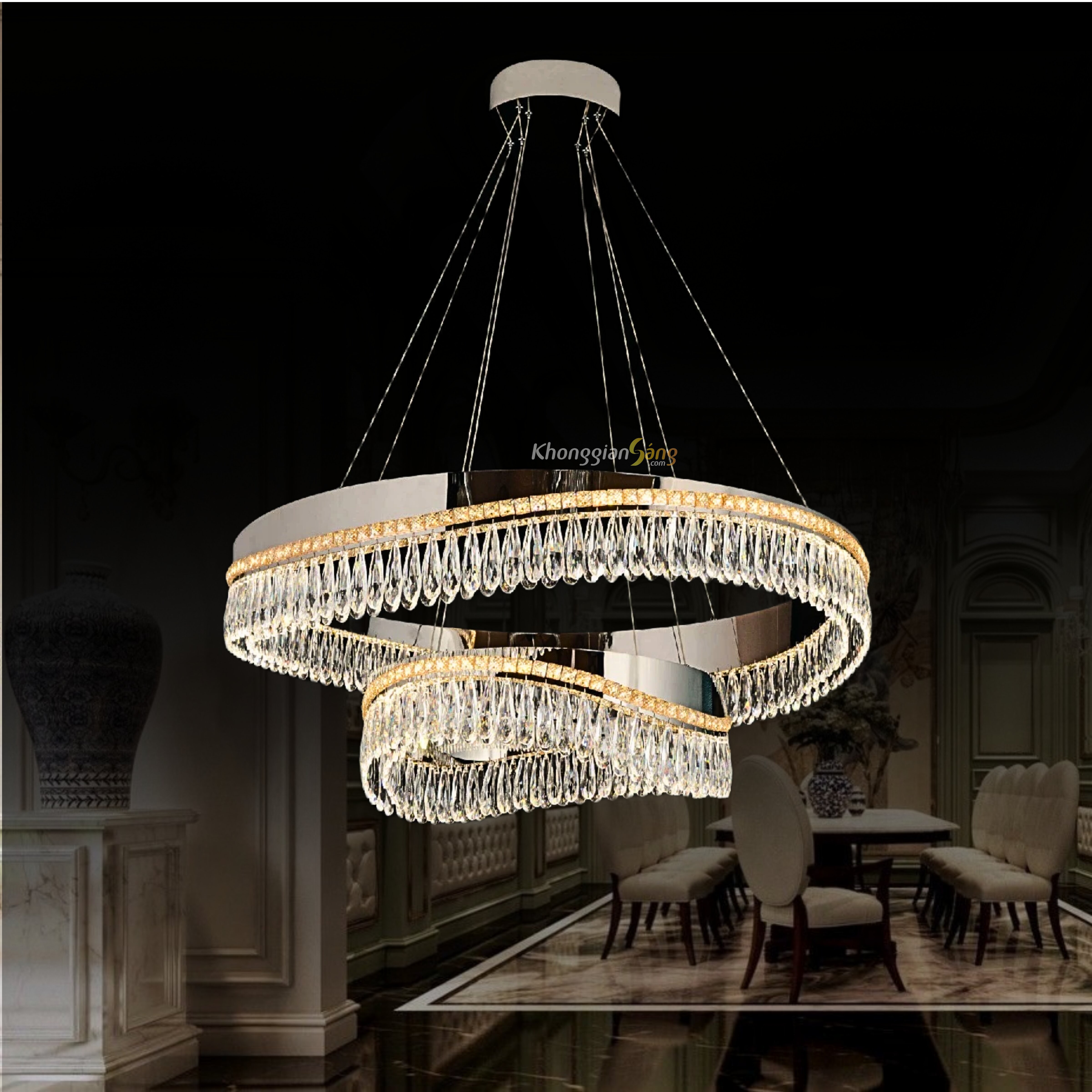 ĐÈN CHÙM THẢ (D800mm +D450mm x H1100mm) TH-8800