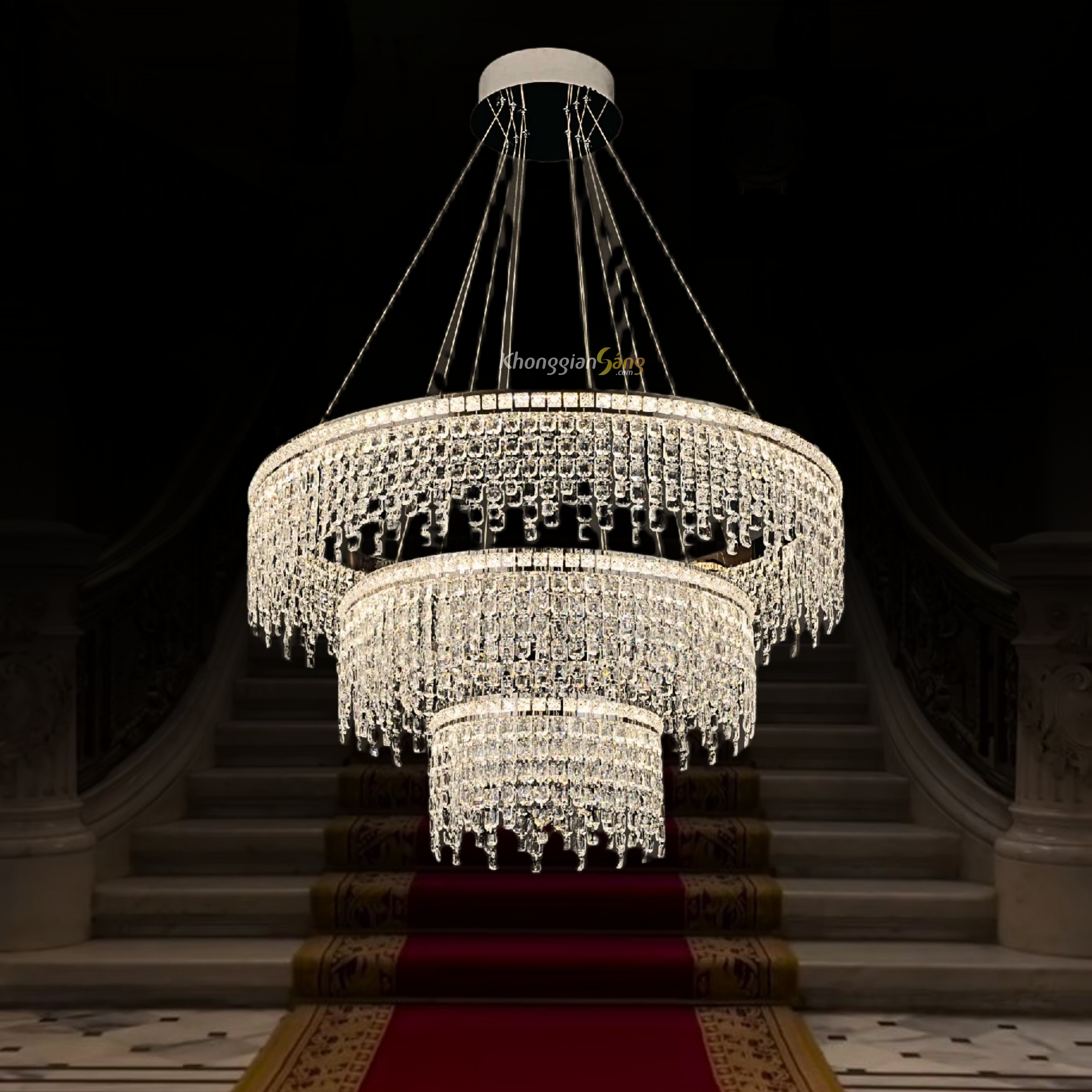 ĐÈN CHÙM THẢ (D800mm + D500mm + 300mm x H1100mm) TH-8803