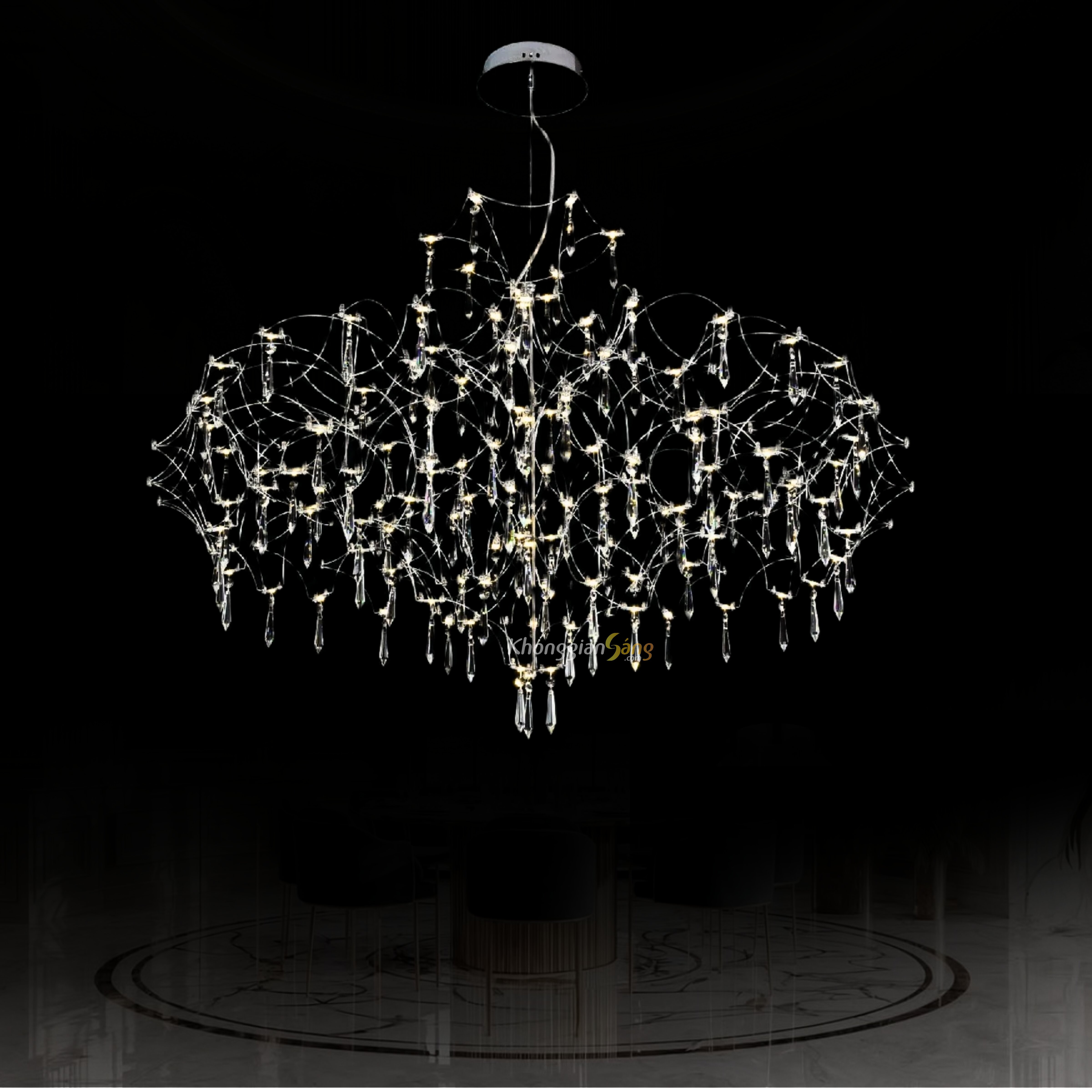 ĐÈN CHÙM PHA LÊ (D1100mm x H700mm) TH-8814