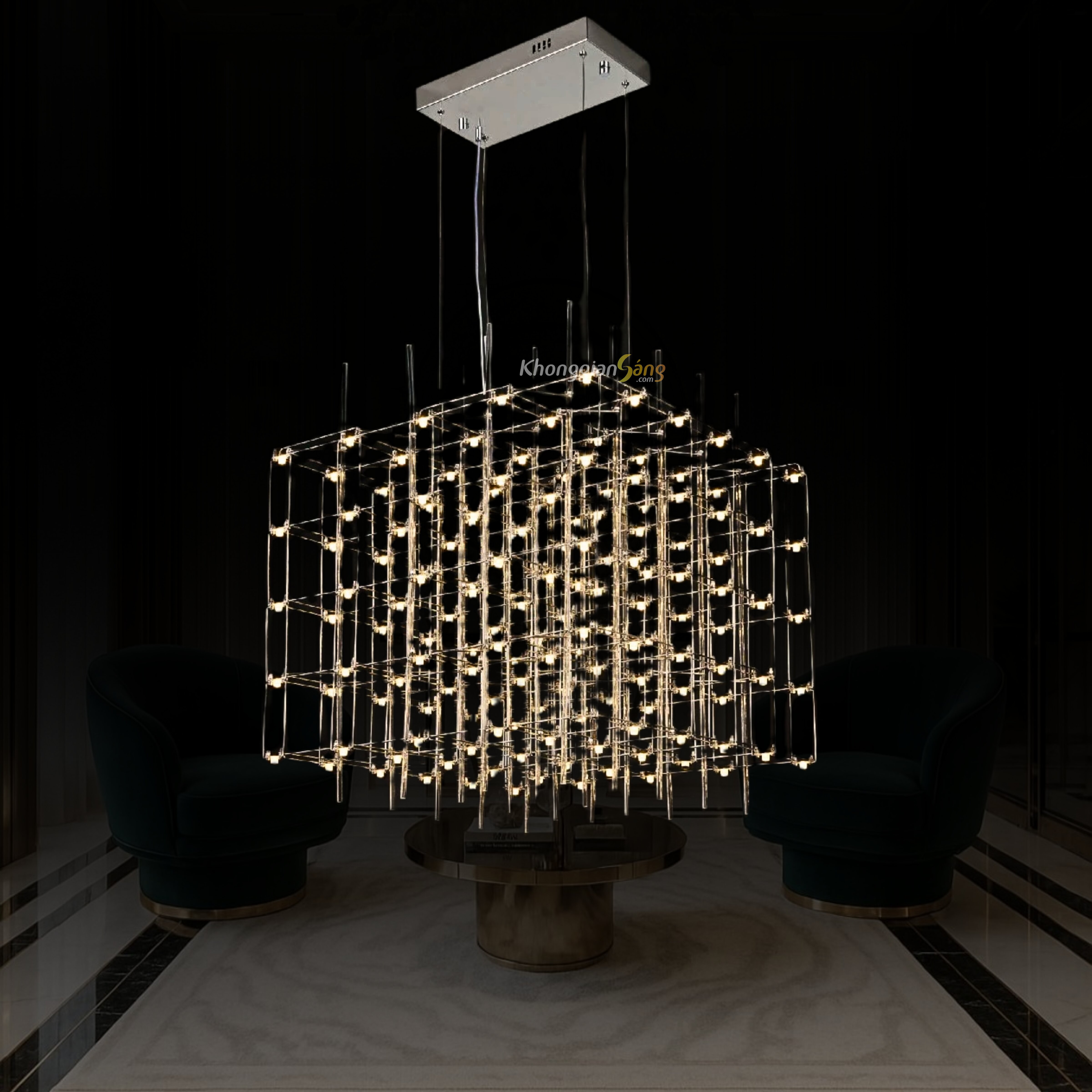 ĐÈN CHÙM PHA LÊ (D600mm x R600mm x H480mm) TH-8816