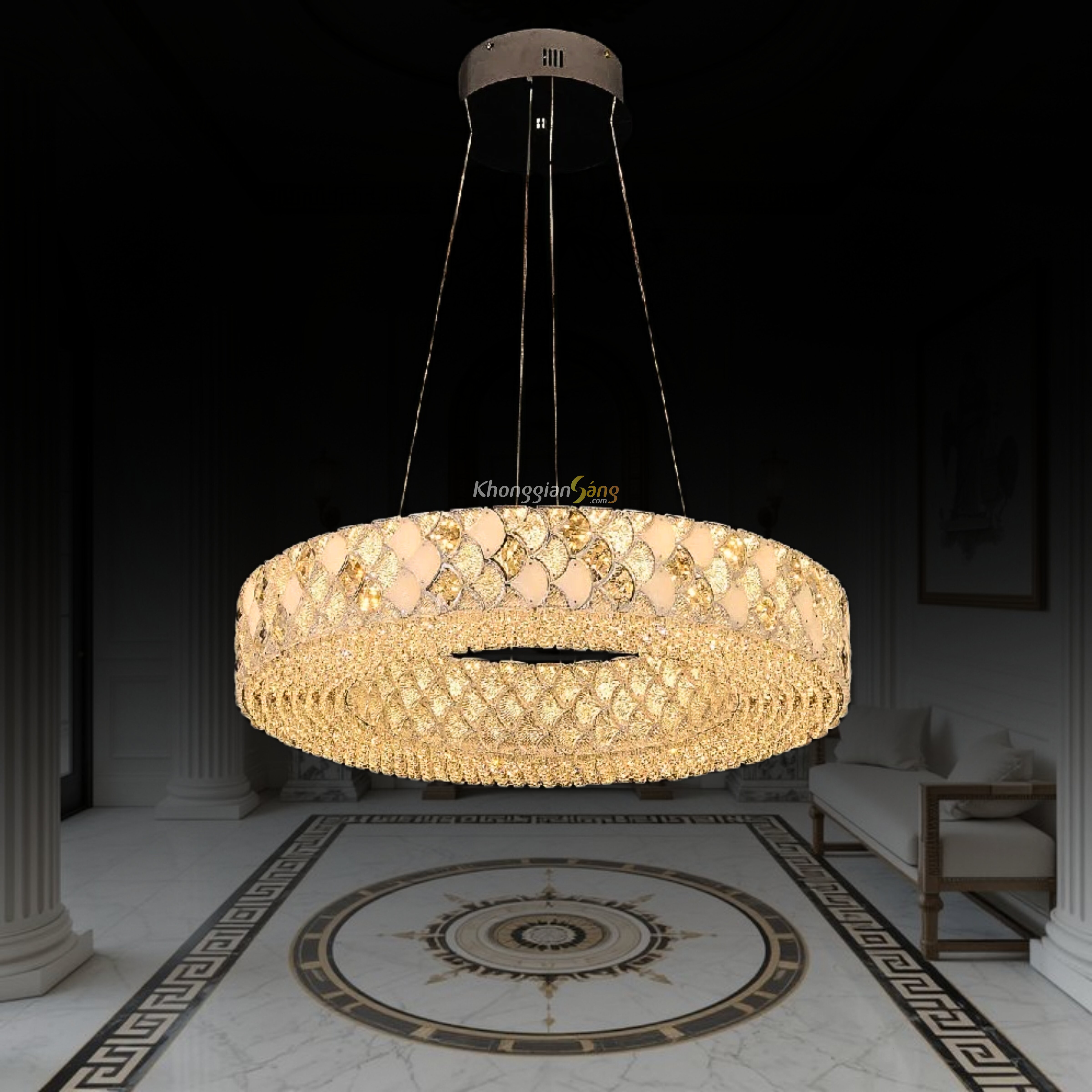 ĐÈN CHÙM PHA LÊ (D600mm x H100mm) TH-8818