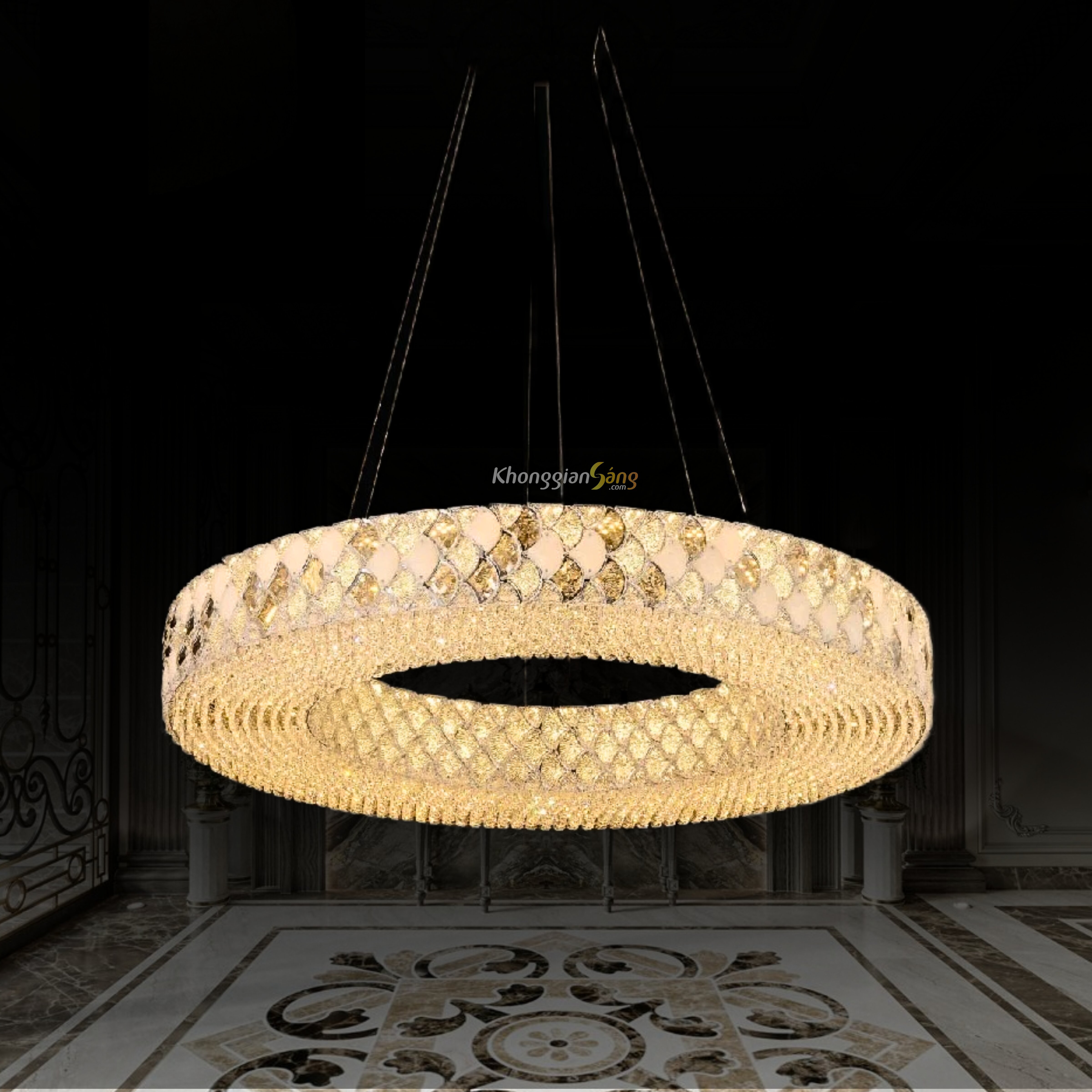 ĐÈN CHÙM PHA LÊ (D800mm x H100mm) TH-8819