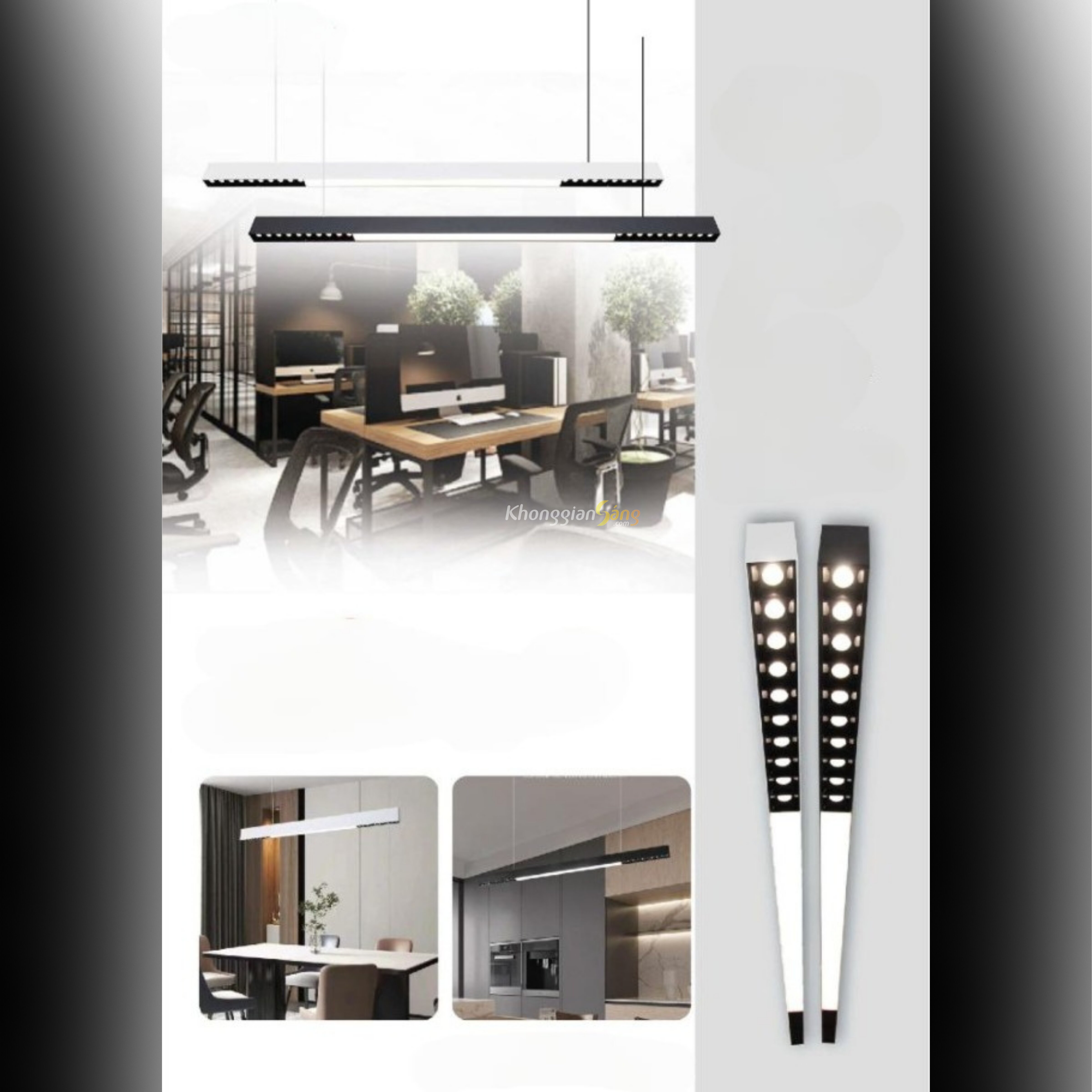 ĐÈN THẢ TRANG TRÍ (D1200mm x R36mm x H60mm) THCN 0216 / Đen & Trắng