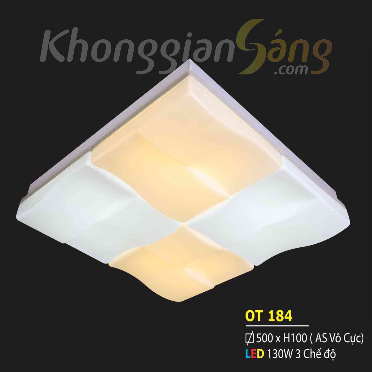 ĐÈN ỐP TRẦN LED VUÔNG (PHI 500mm x H100mm) KTD-OT184