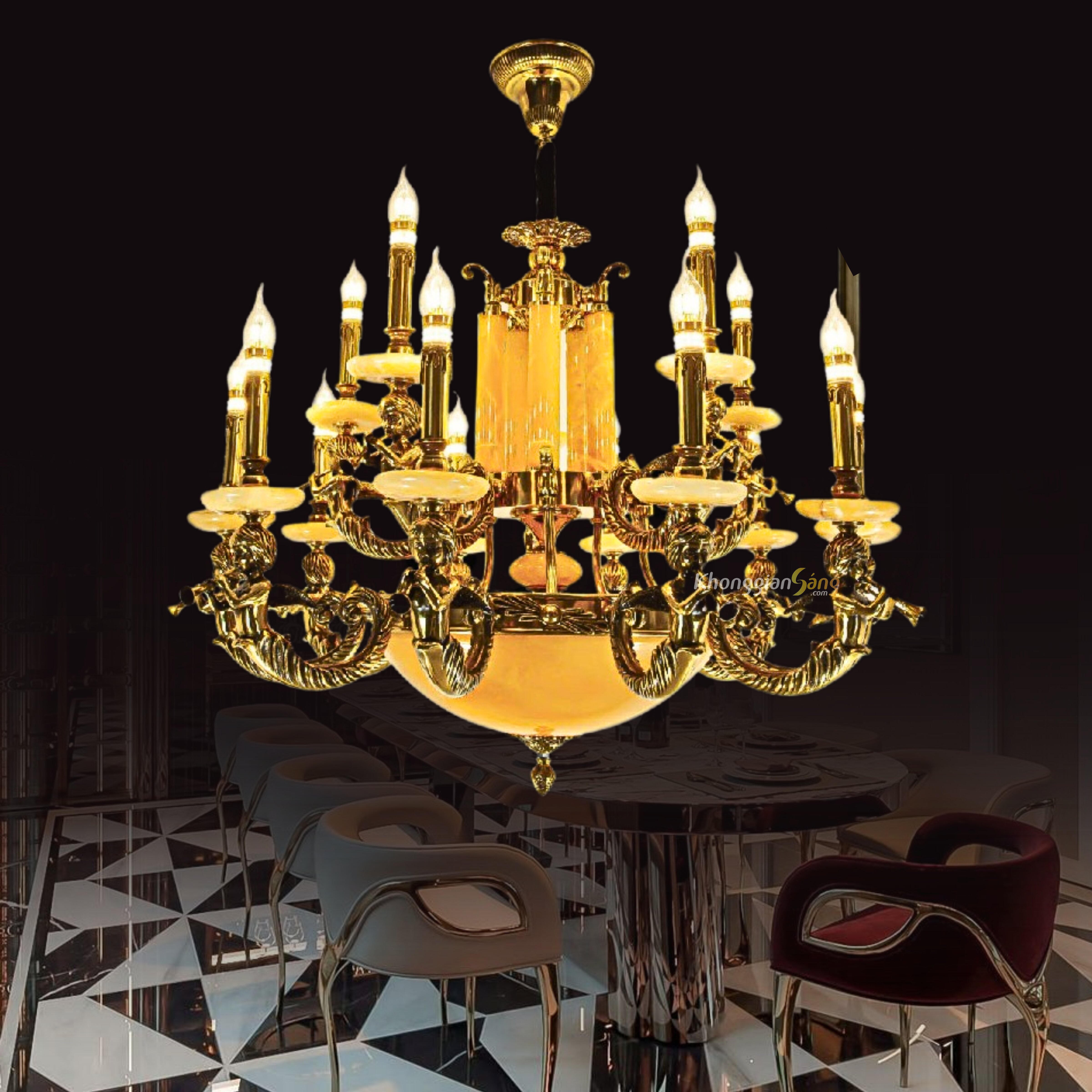 ĐÈN CHÙM ĐỒNG (D900mm x H1300mm) CDQT-56