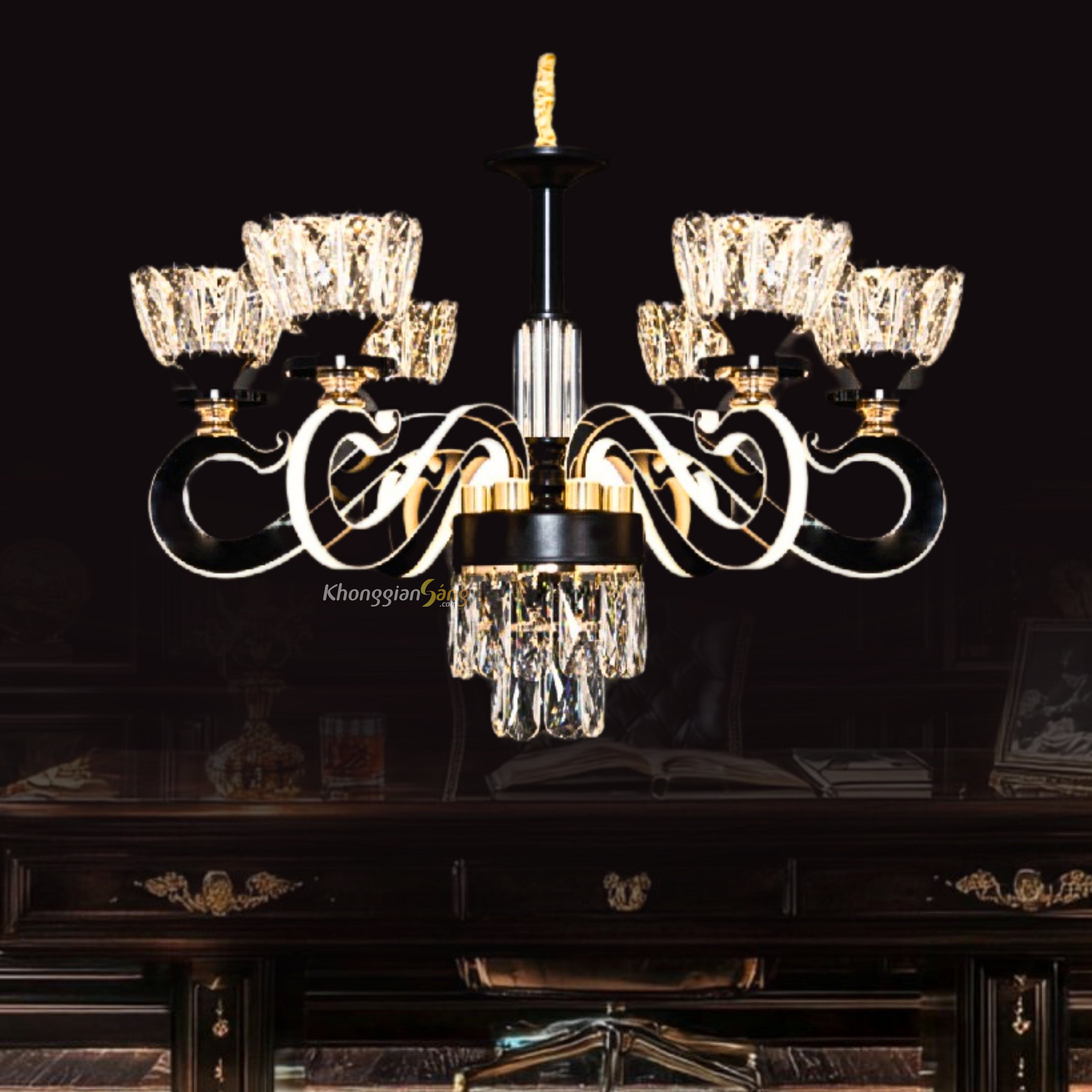 ĐÈN CHÙM PHA LÊ (D650mm x H700mm) CNQT-307