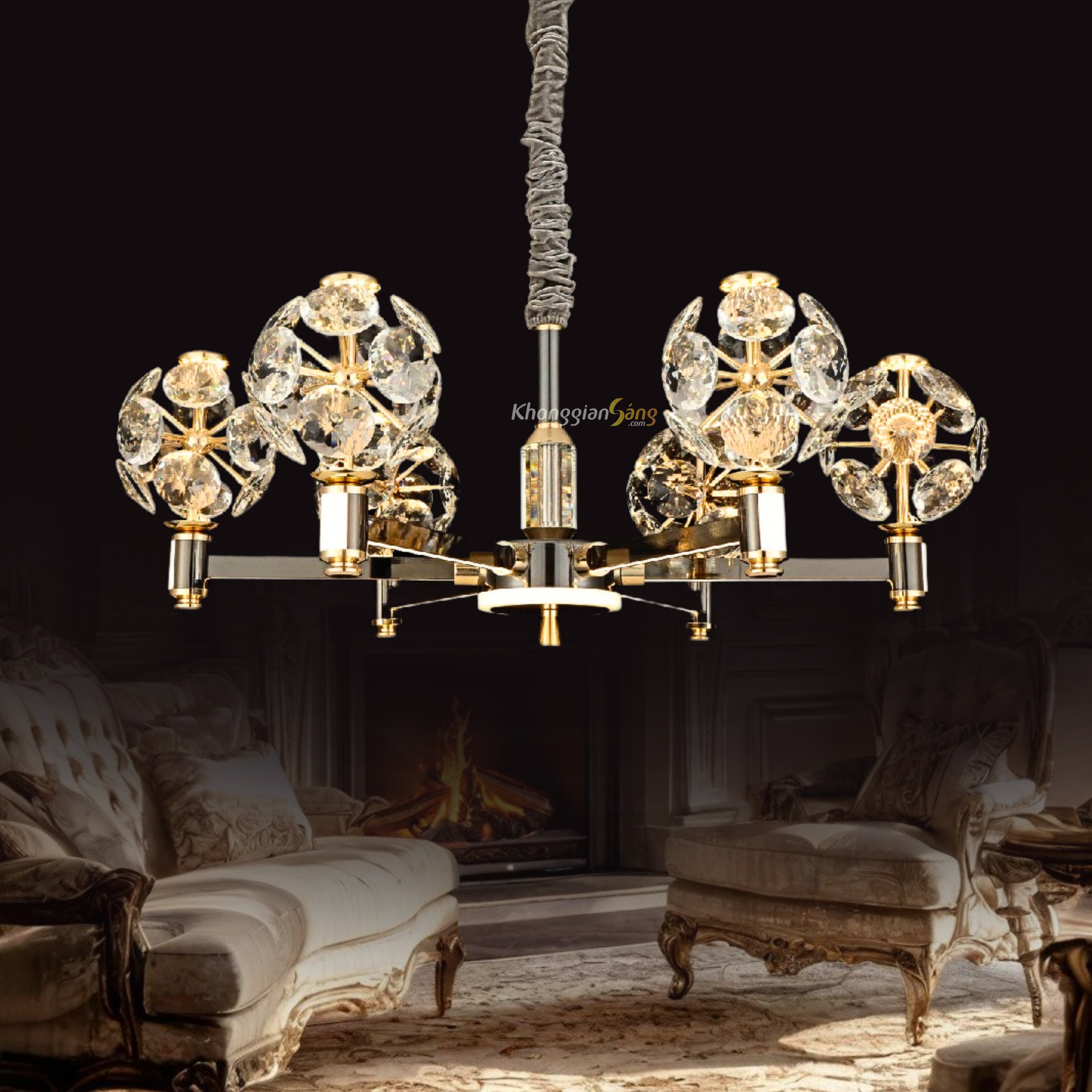 ĐÈN CHÙM PHA LÊ (D600mm x H300mm) CNQT-390