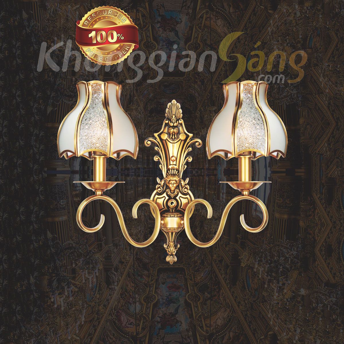 ĐÈN TƯỜNG ĐỒNG (L260mm x H350mm) KGV-500/2