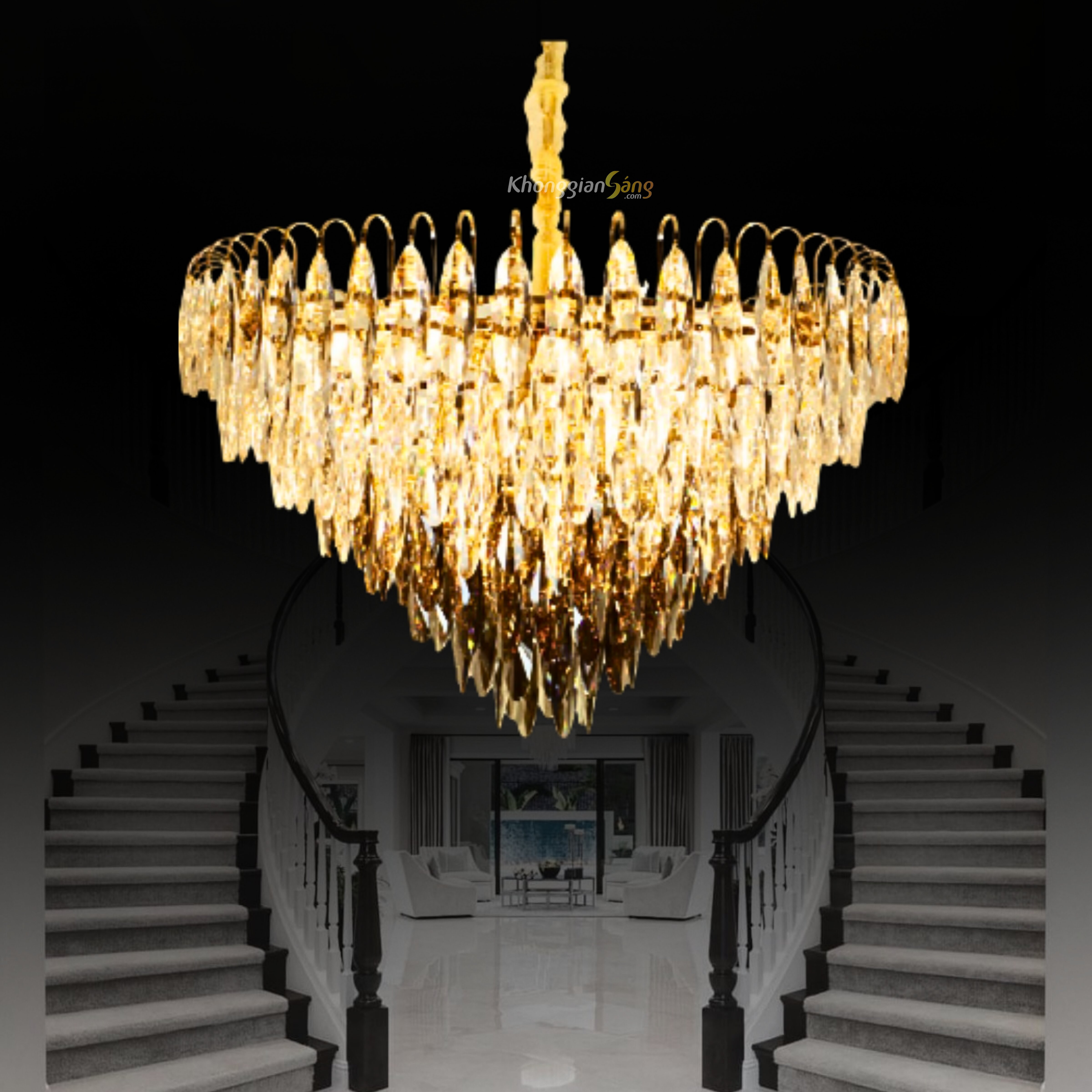 ĐÈN CHÙM PHA LÊ (D800mm x H1000mm) TH-8151