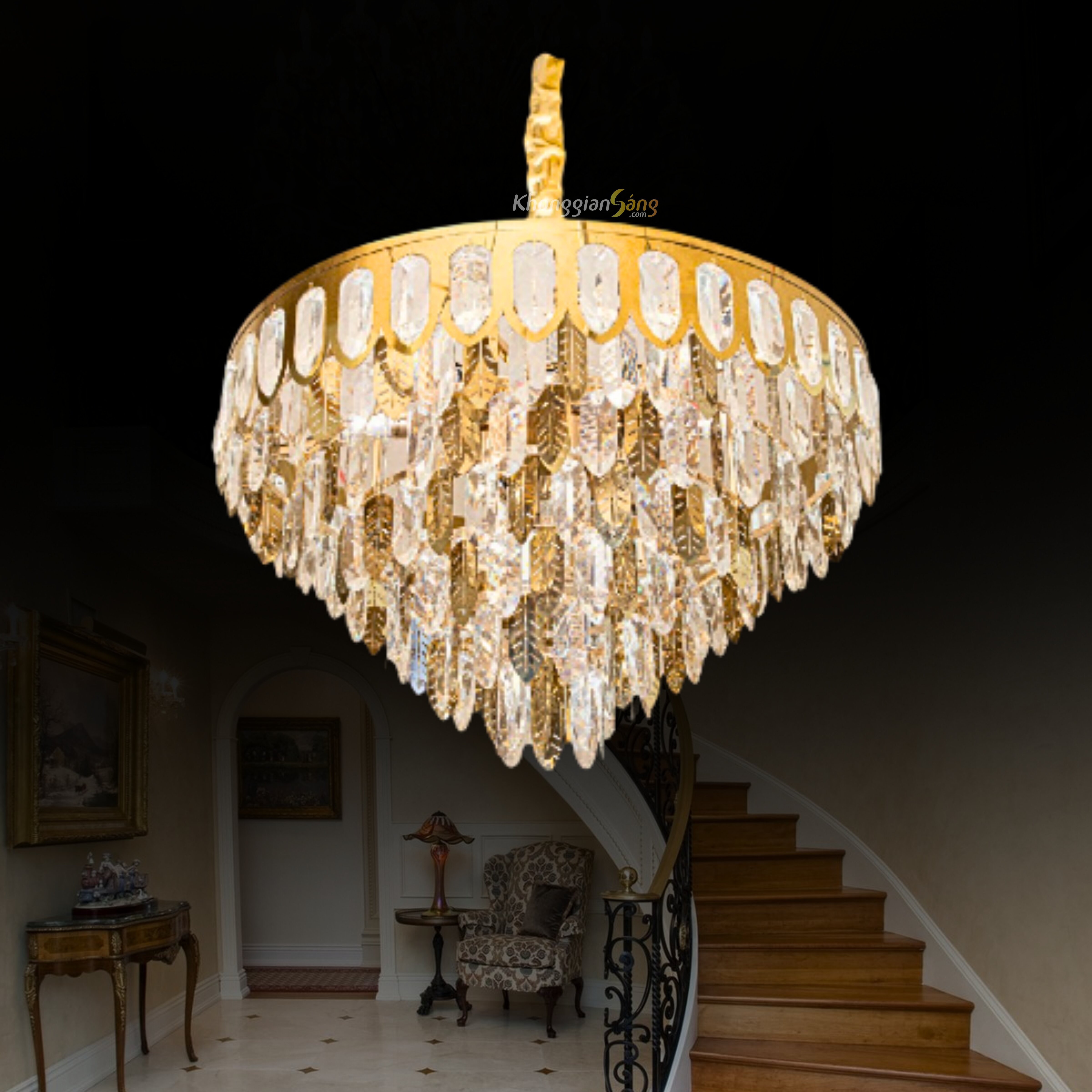 ĐÈN CHÙM PHA LÊ (D600mm x H900mm) TH-8159