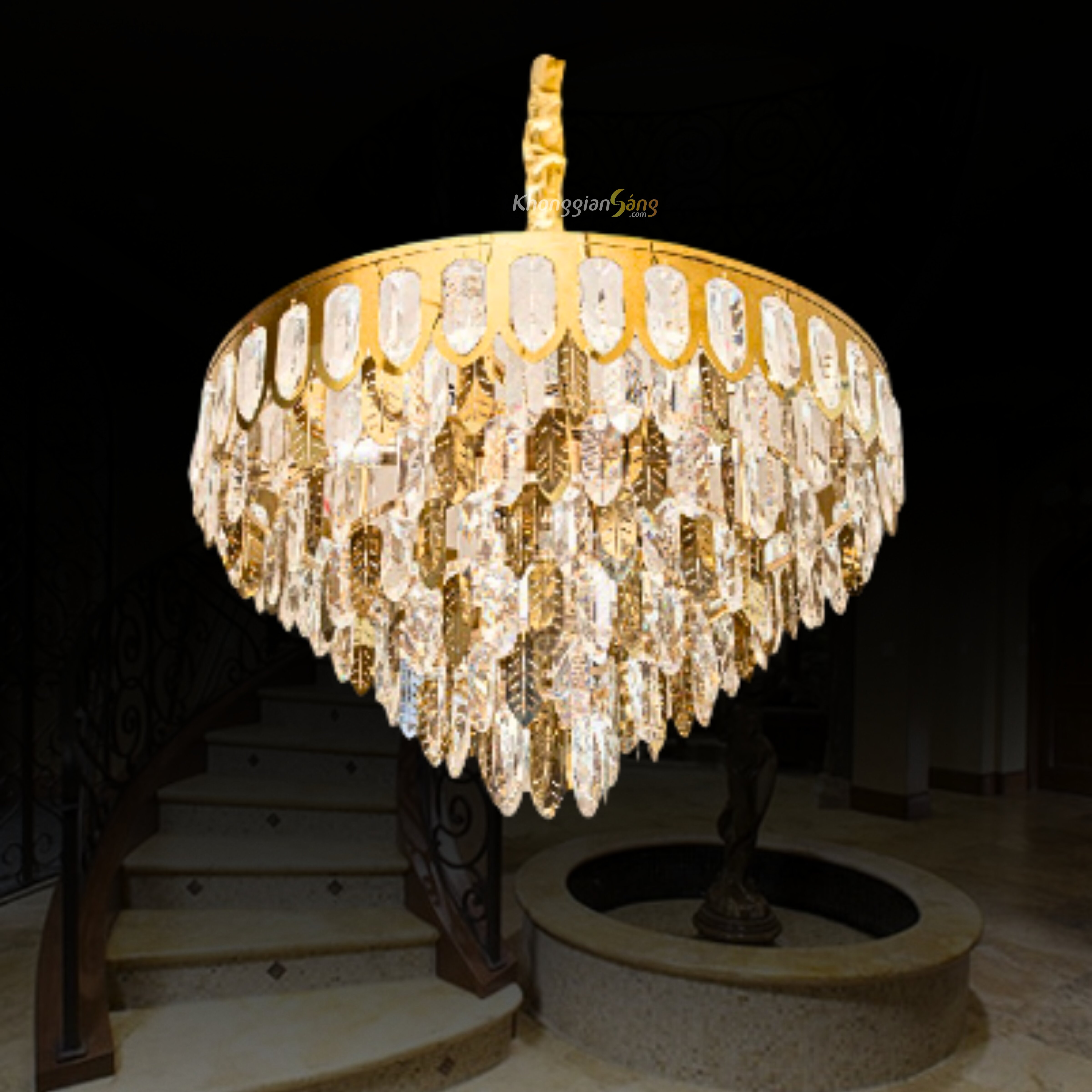 ĐÈN CHÙM PHA LÊ (D800mm x H900mm) TH-8160