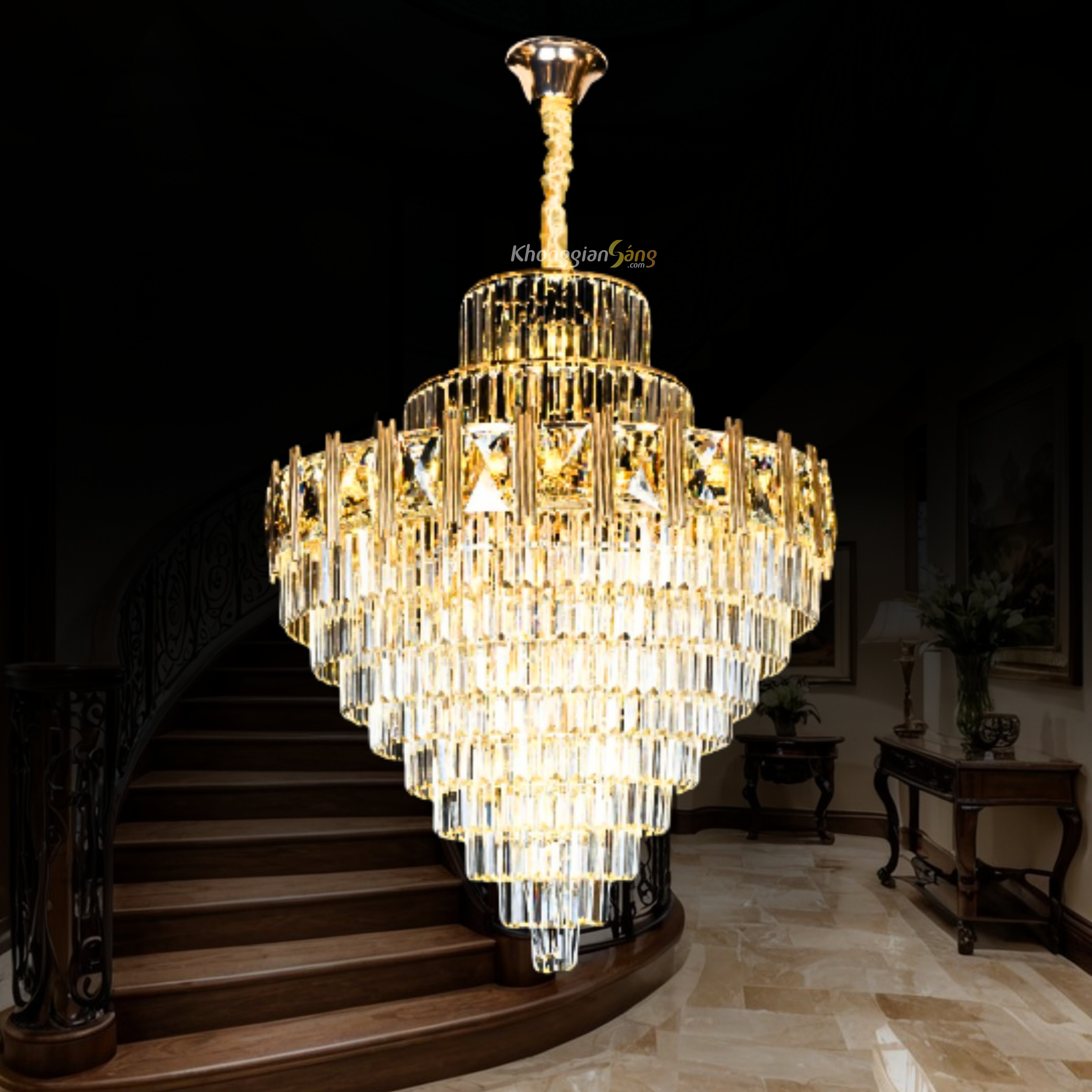 ĐÈN CHÙM PHA LÊ (D800mm x H1100mm) TH-8184