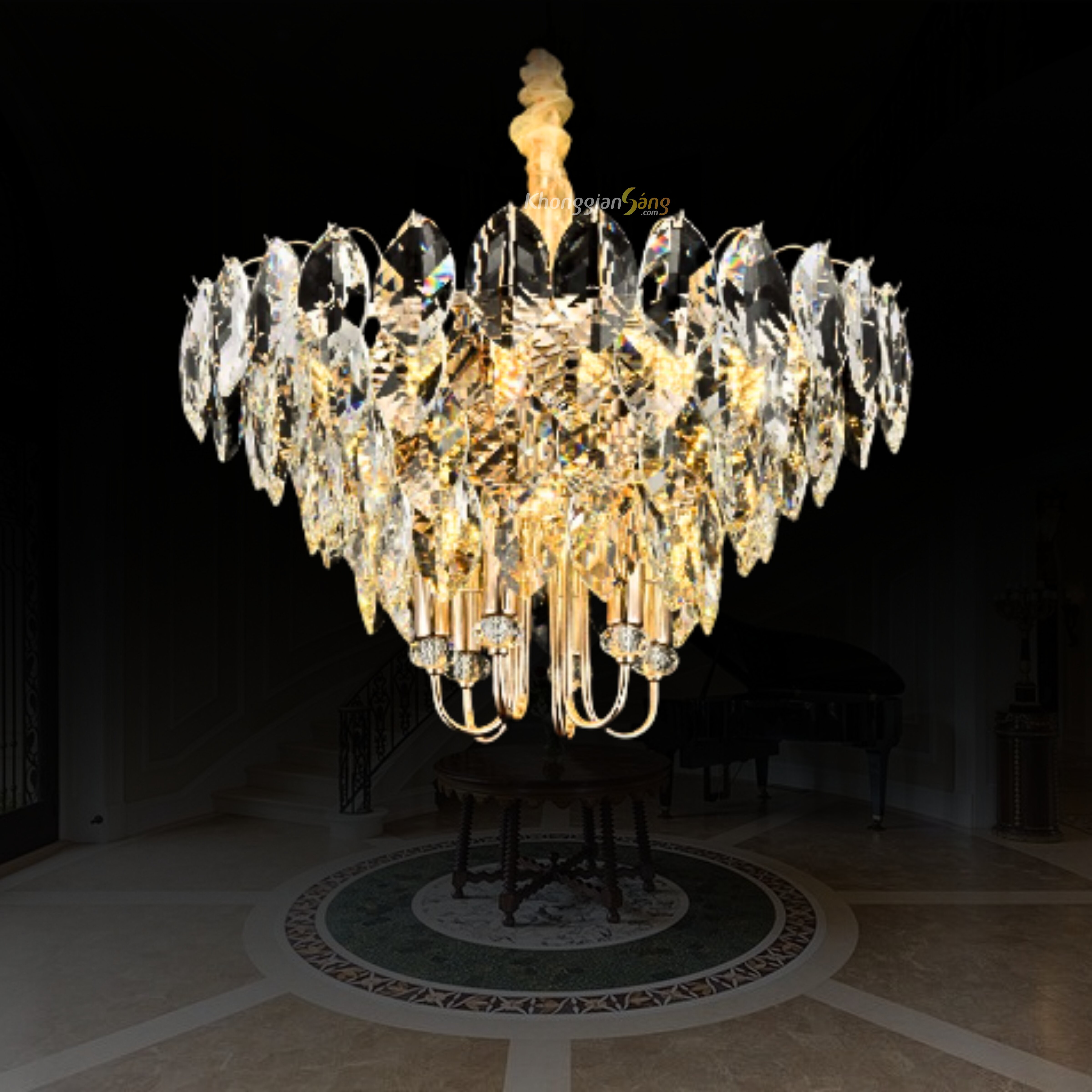 ĐÈN CHÙM PHA LÊ (D800mm x H900mm) TH-8186