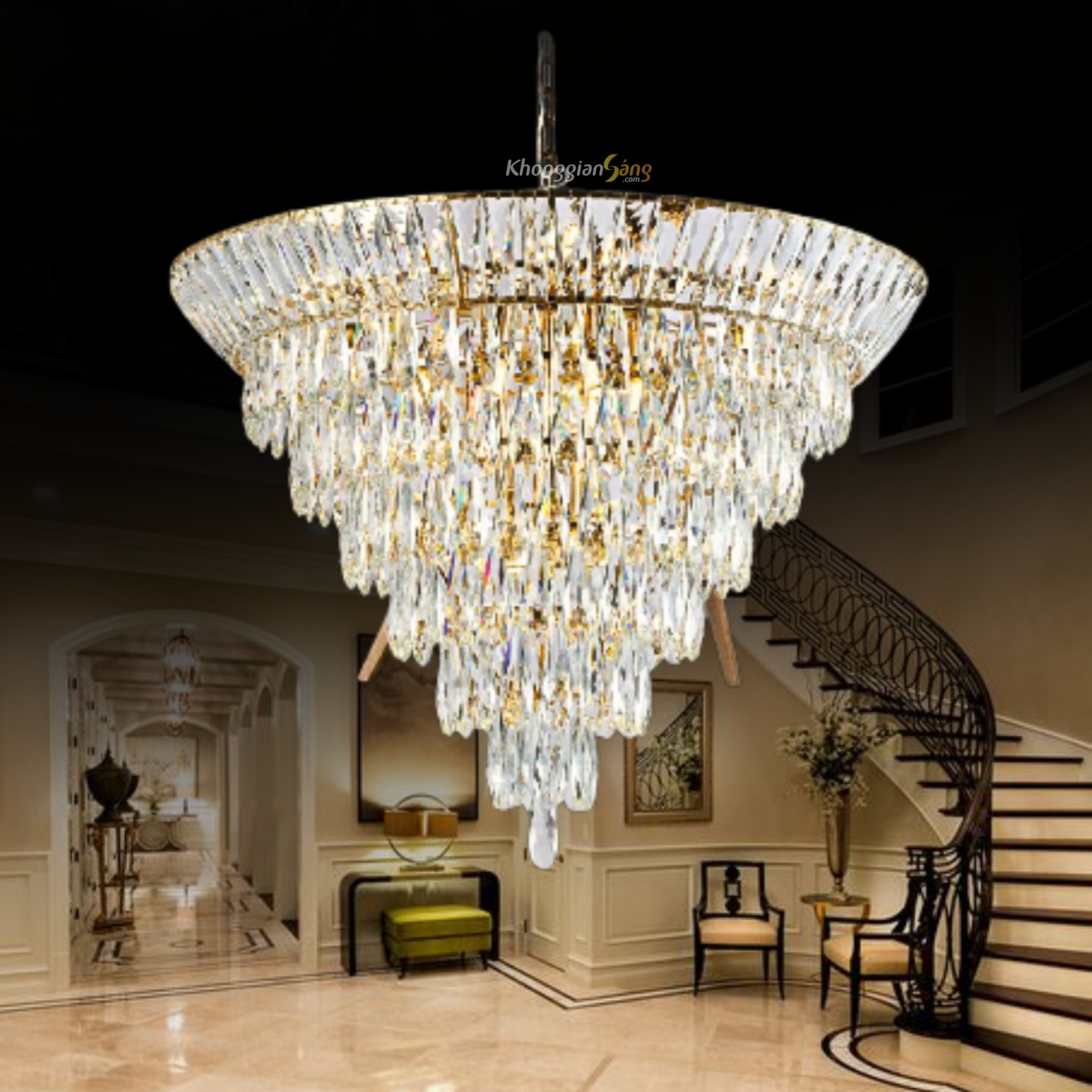 ĐÈN CHÙM PHA LÊ (D800mm x H900mm) TH-8199