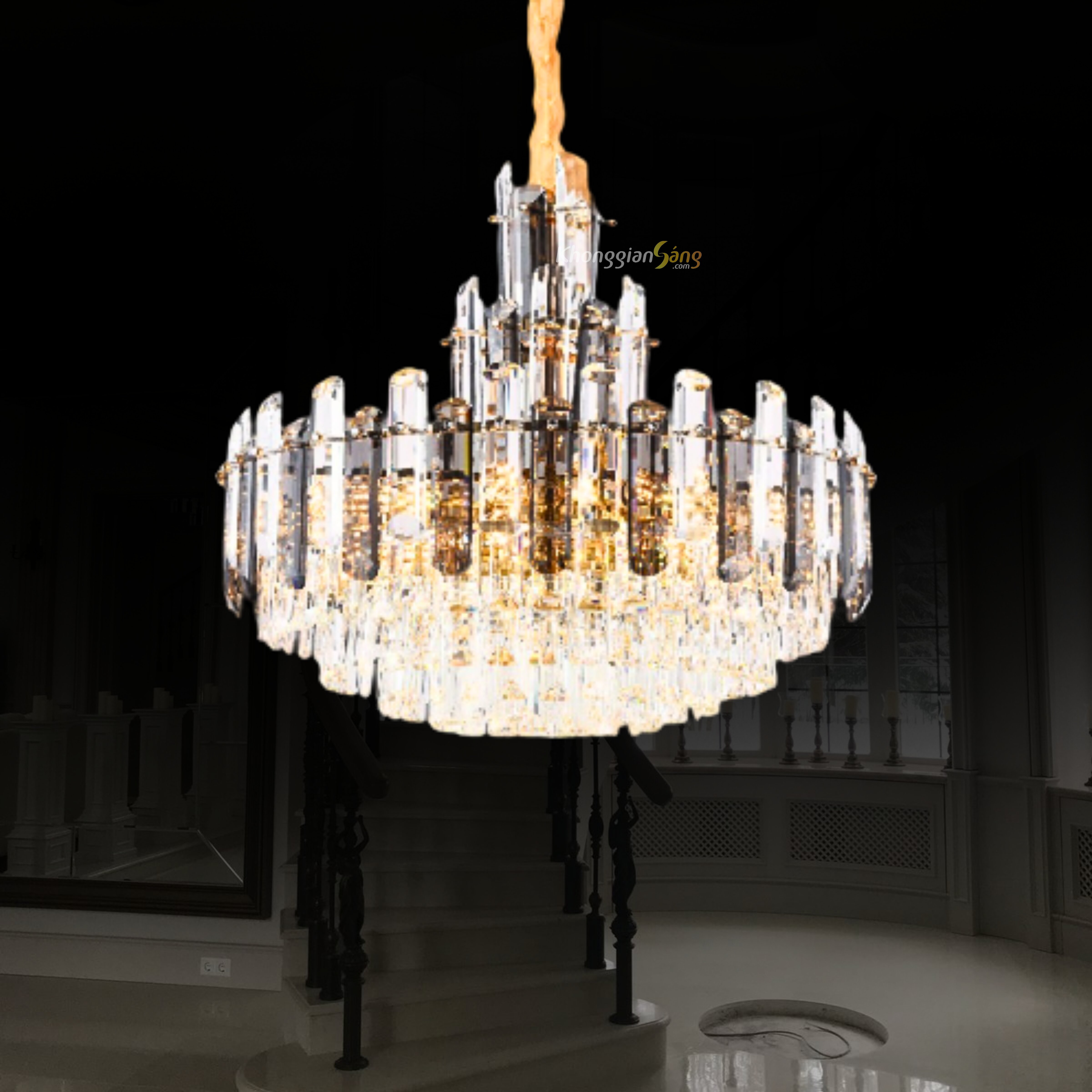 ĐÈN CHÙM PHA LÊ (D600mm x H900mm) TH-8203